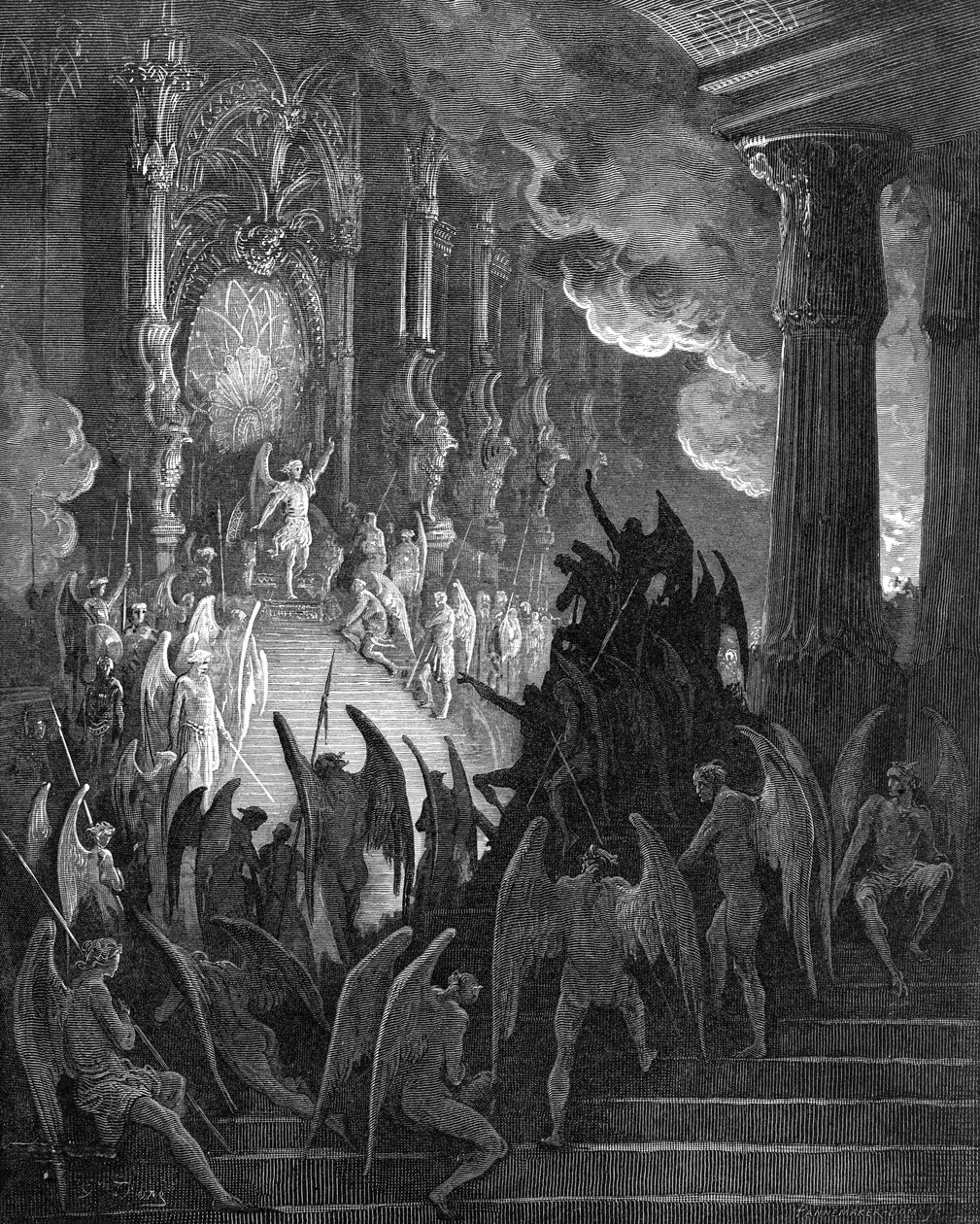 Kayıp Cennet: Konseyde Şeytan, Gustave Doré tarafından gravür by Gustave Dore