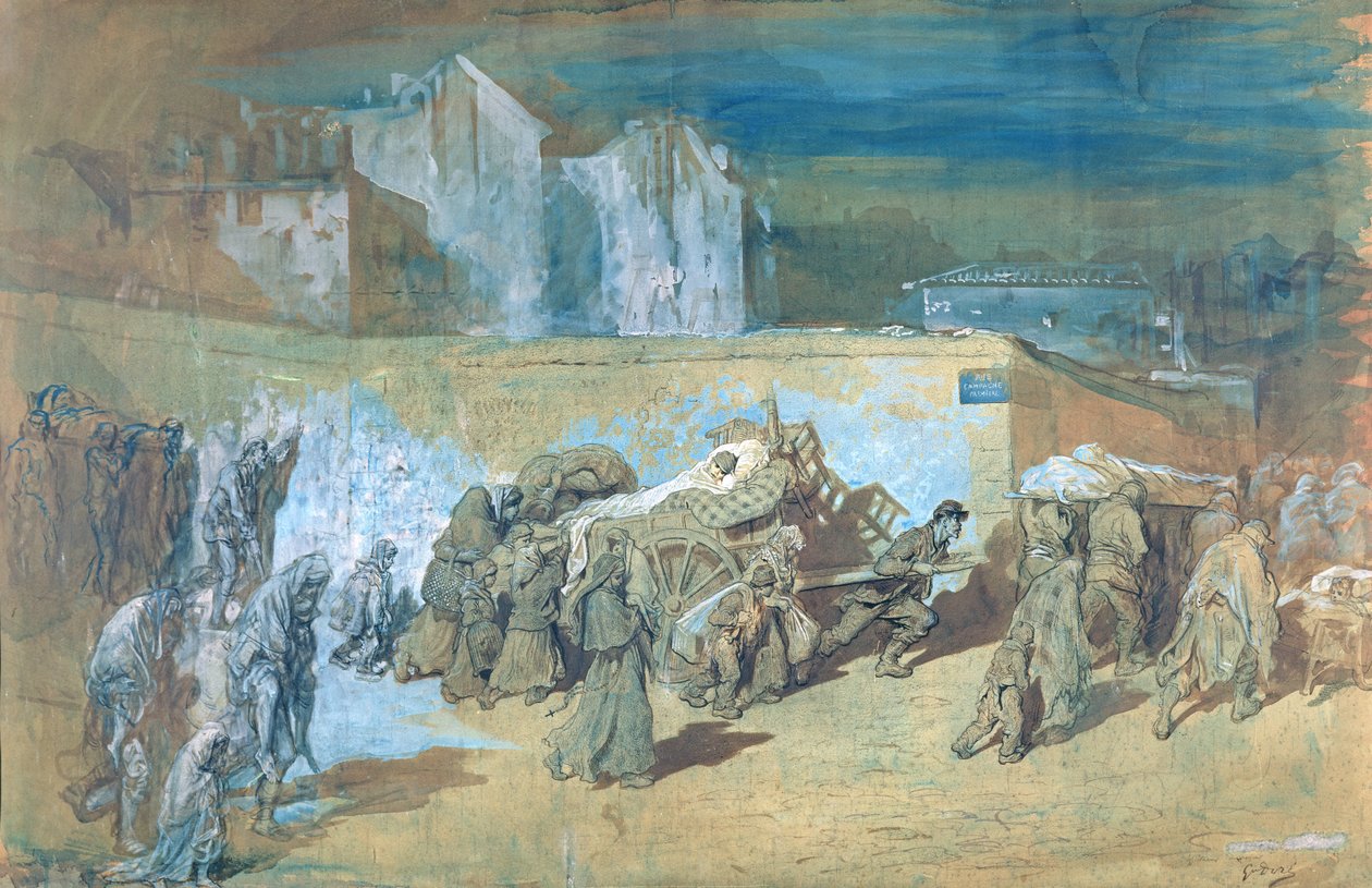 Paris Kuşatması, 1870-71 (kağıt üzerinde kalem ve mürekkep ve wc) by Gustave Dore