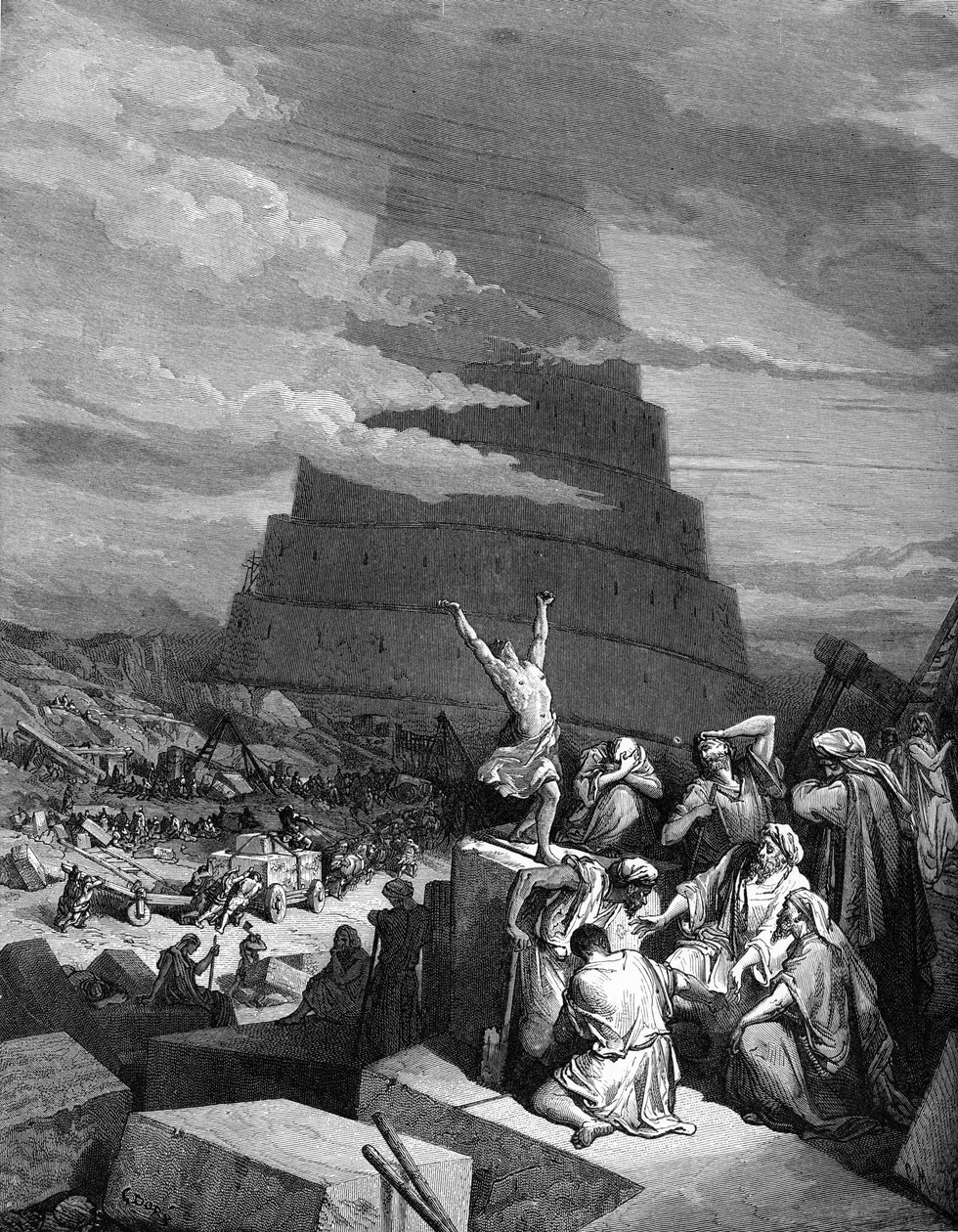 The Confusion of Tongues (Tower of Babel). - Bible by Gustave Dore