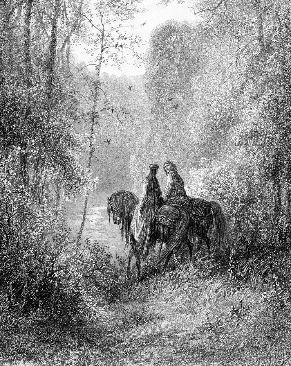 Bir çiçek cenneti gibi görünen ormanları merak ettiler. by Gustave Dore