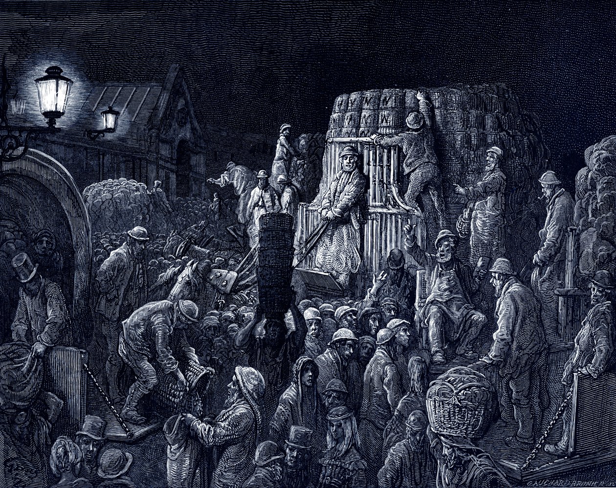 Victorian London - Covent Garden market by Gustave Dore