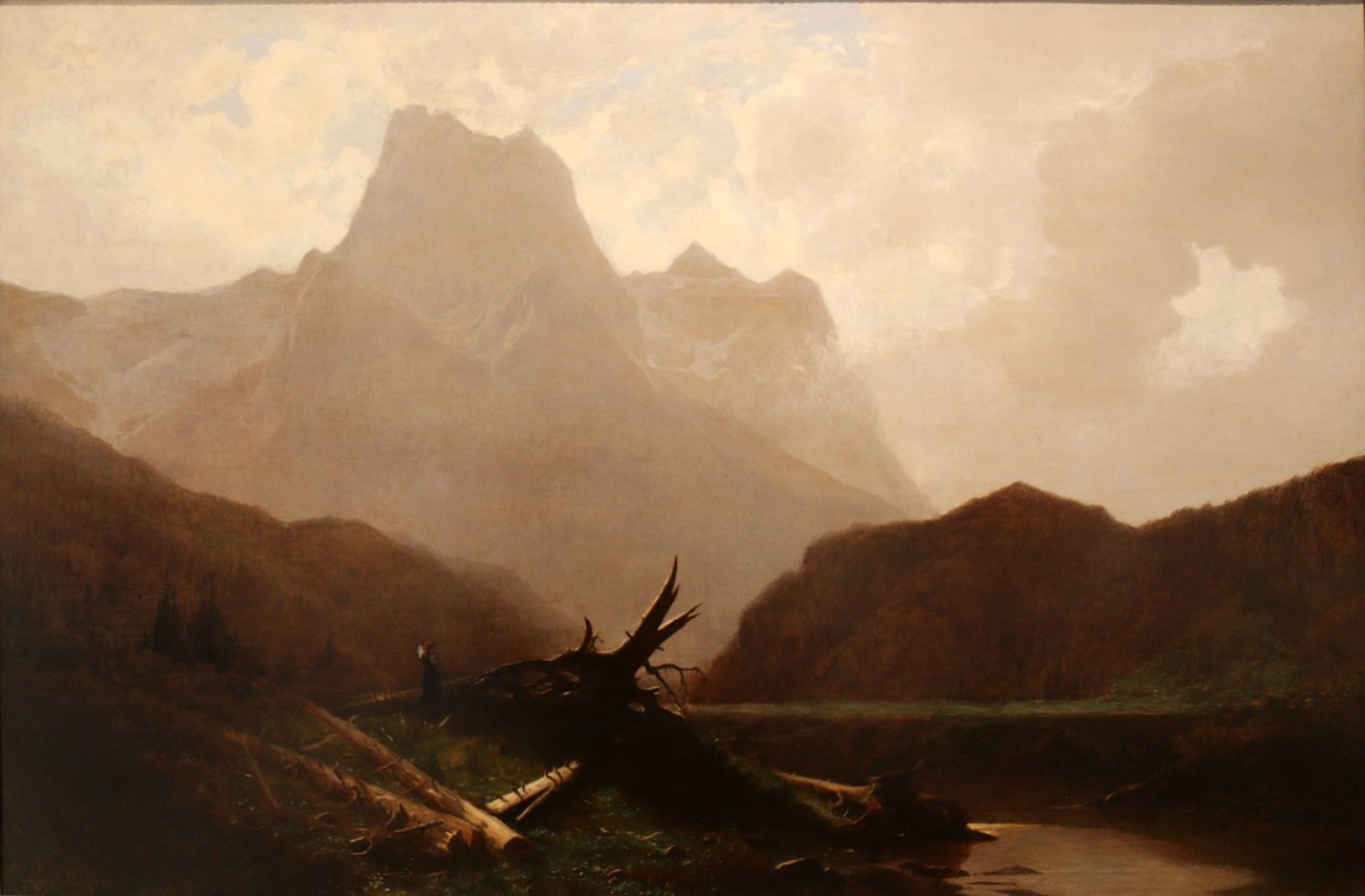 Dağ manzarası. by Gustave Eugène Castan