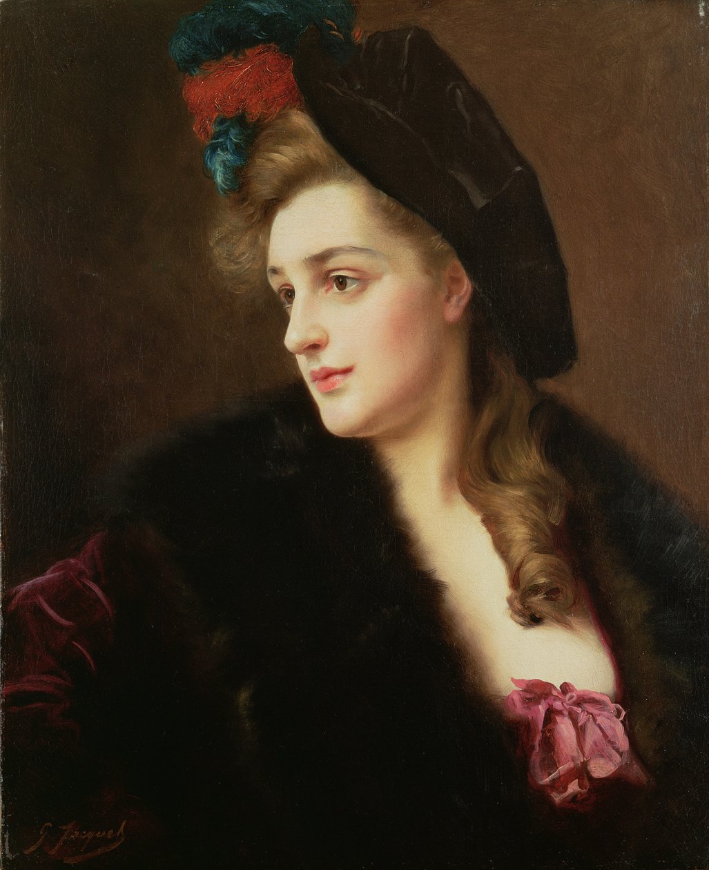 Şapkalı bir kadın portresi by Gustave Jacquet