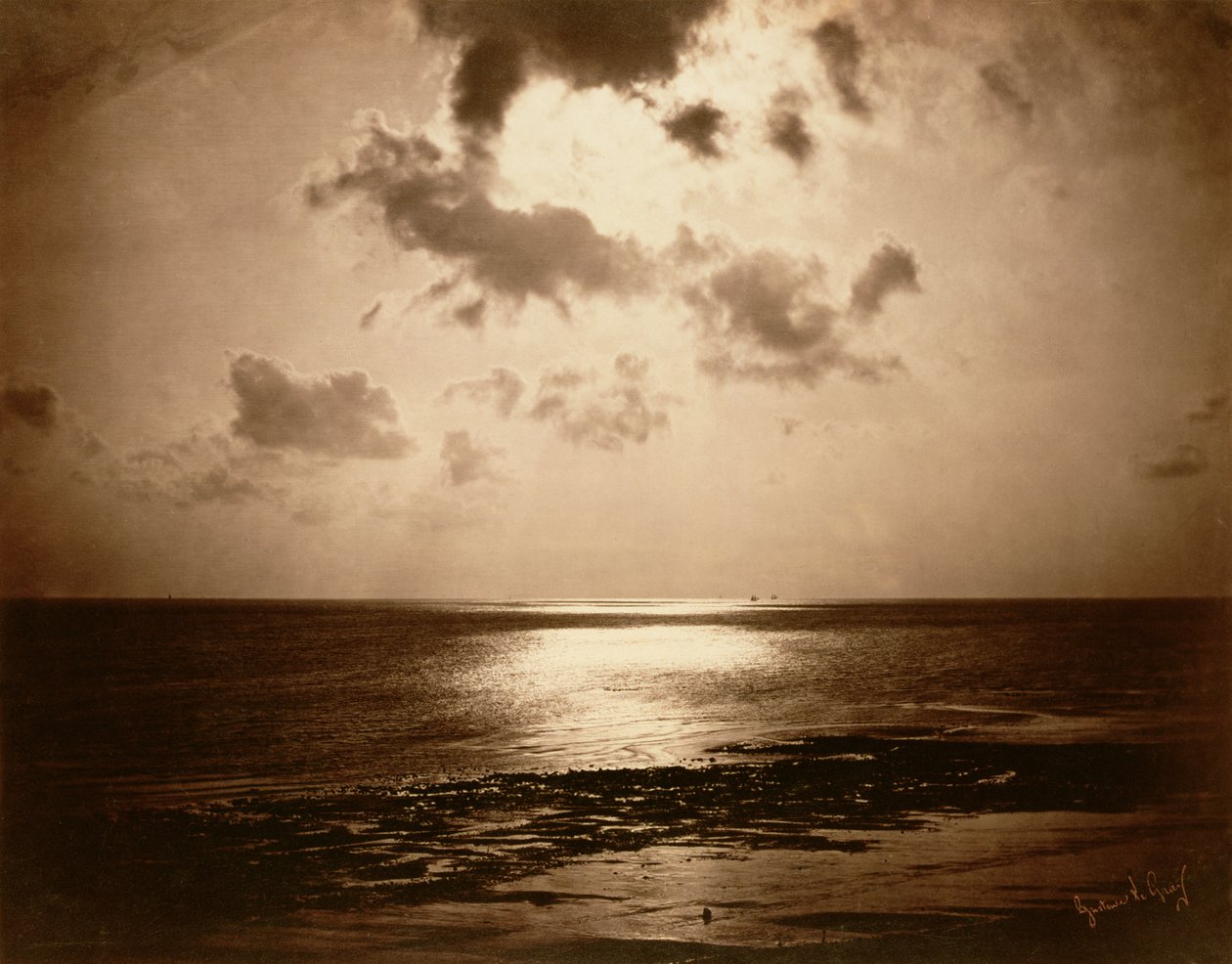 Solar Effect - Ocean, 1857 (cam üzerine kollodion negatiften albüm baskısı) by Gustave Le Gray