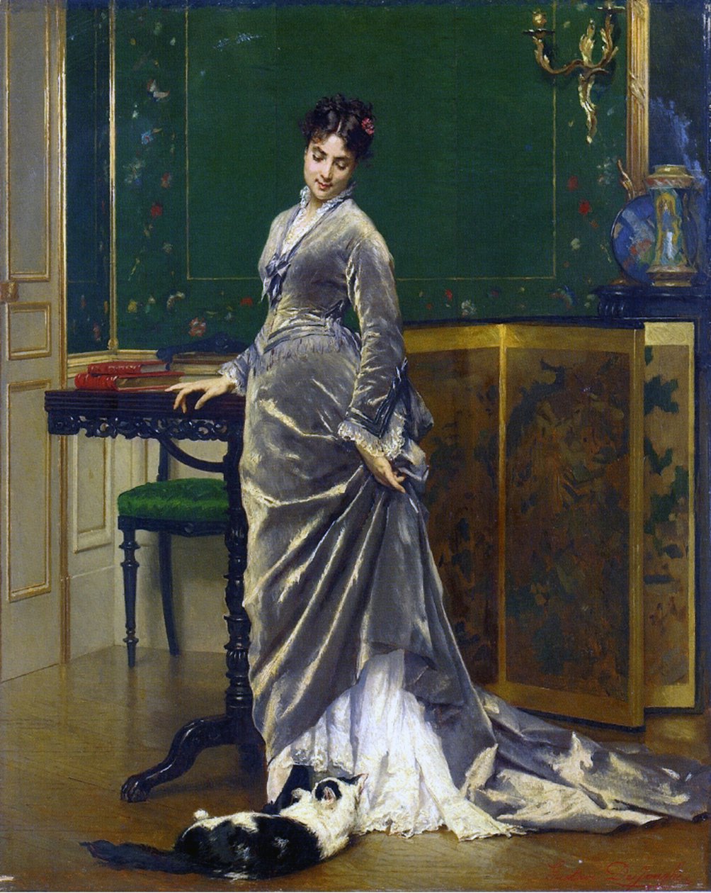 The Playful Cat  by Gustave Léonard de Jonghe