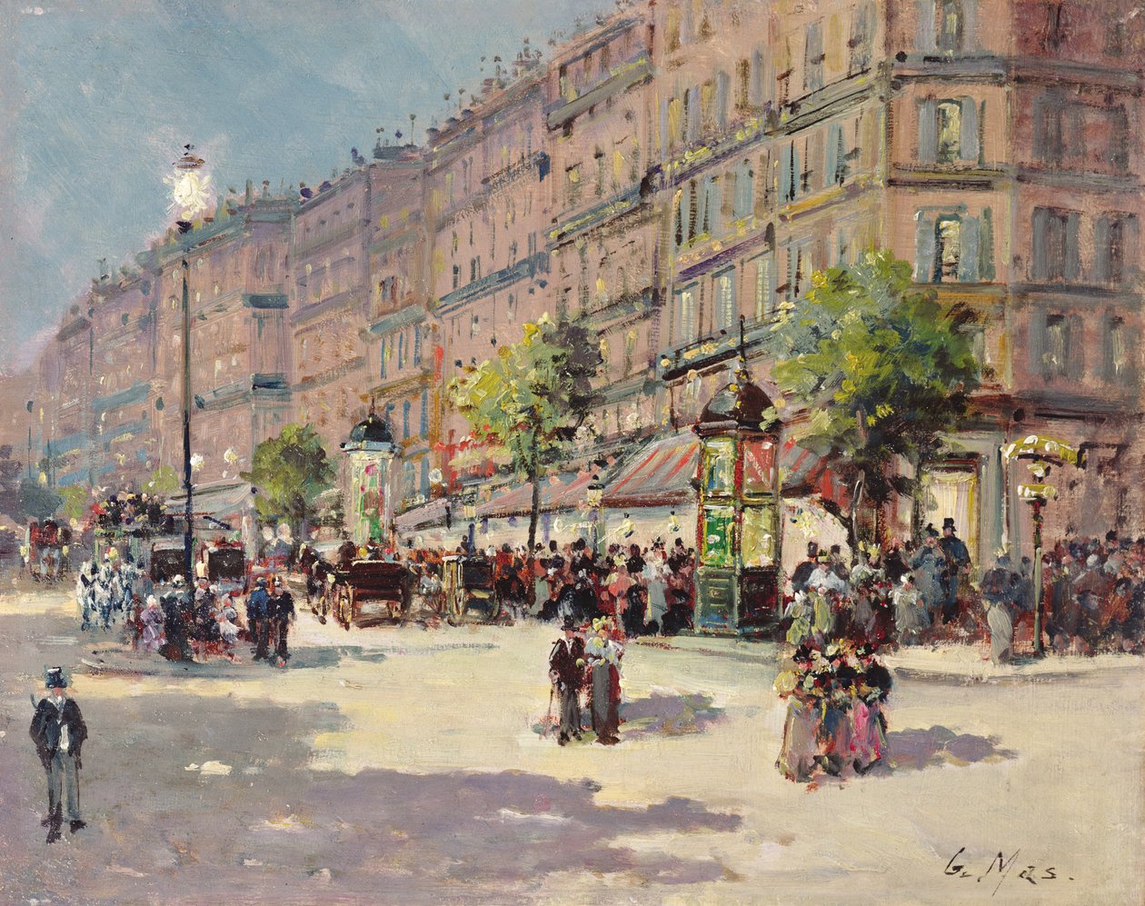 Panelde Paris Street Scene yağı by Gustave Mascart