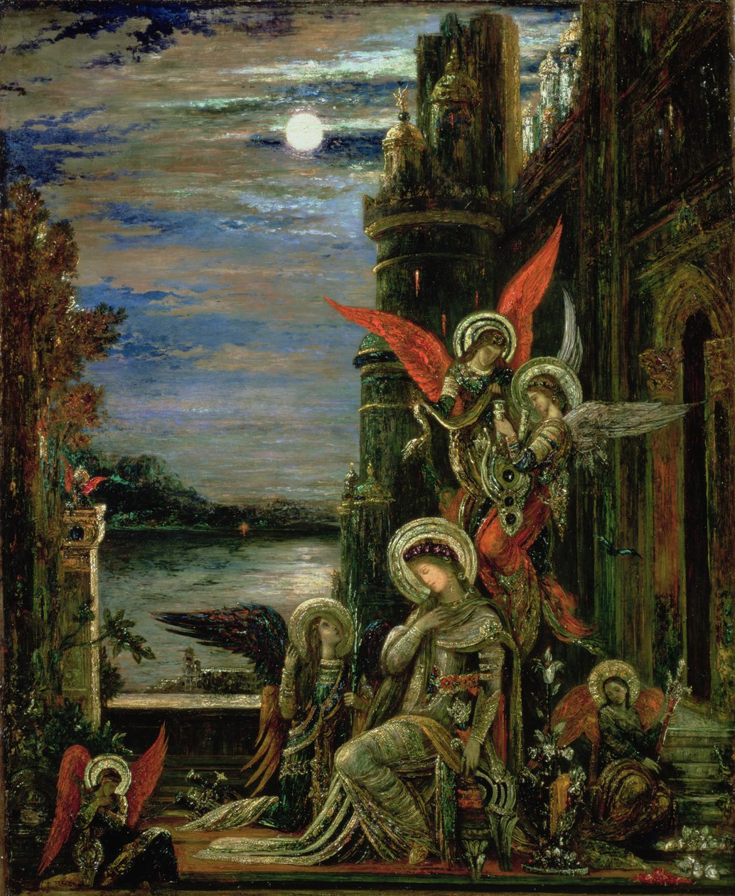 Aziz Cecilia (Melekler Şehitliğini Duyuruyor) 1897 by Gustave Moreau