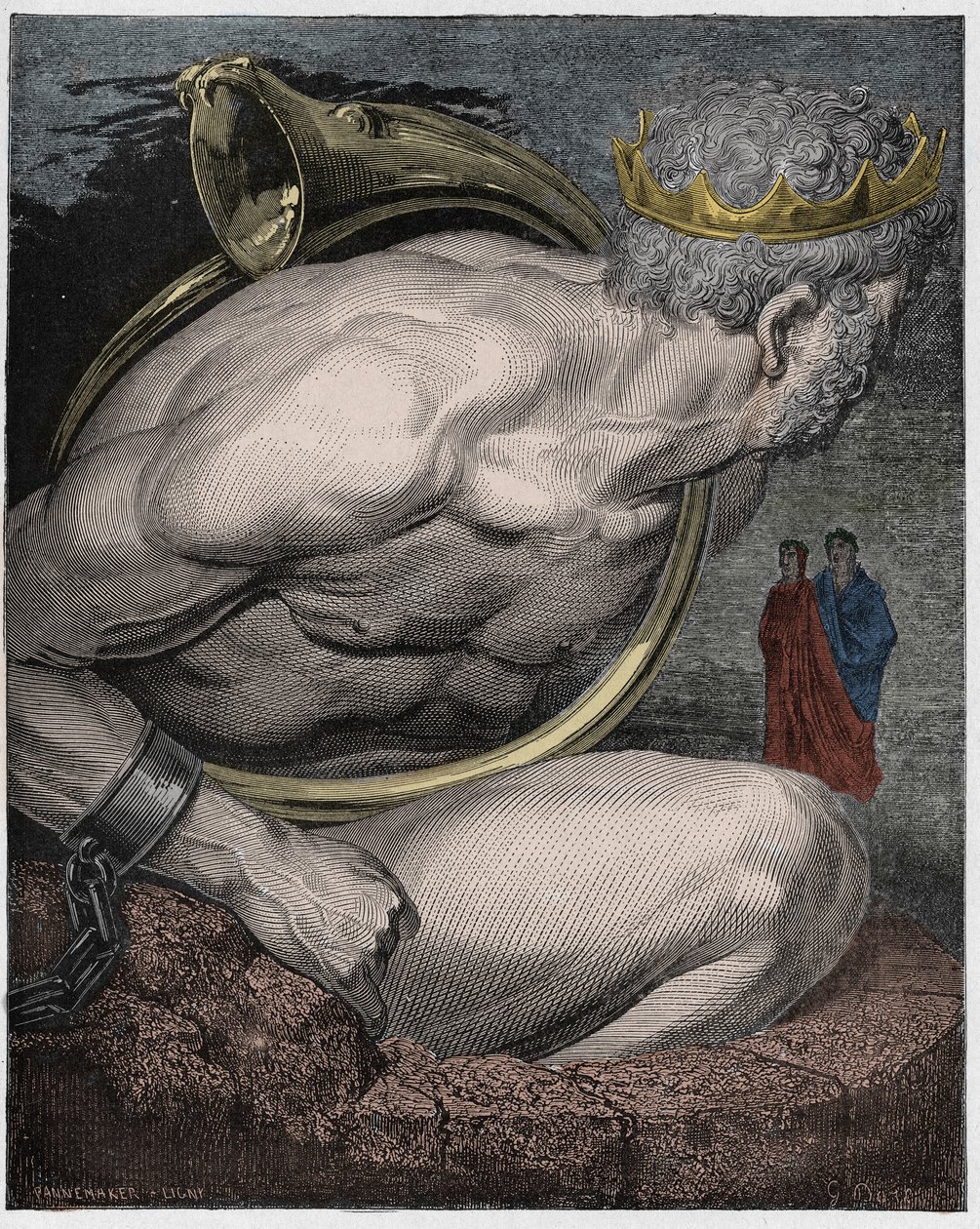 Inferno, Canto 31 : Nimrod of the giants (Nimrud, Nemrod), illustration from The Divine Comedy by Dante Alighieri, 1885 (digitally coloured engraving) by Gustave after Dore