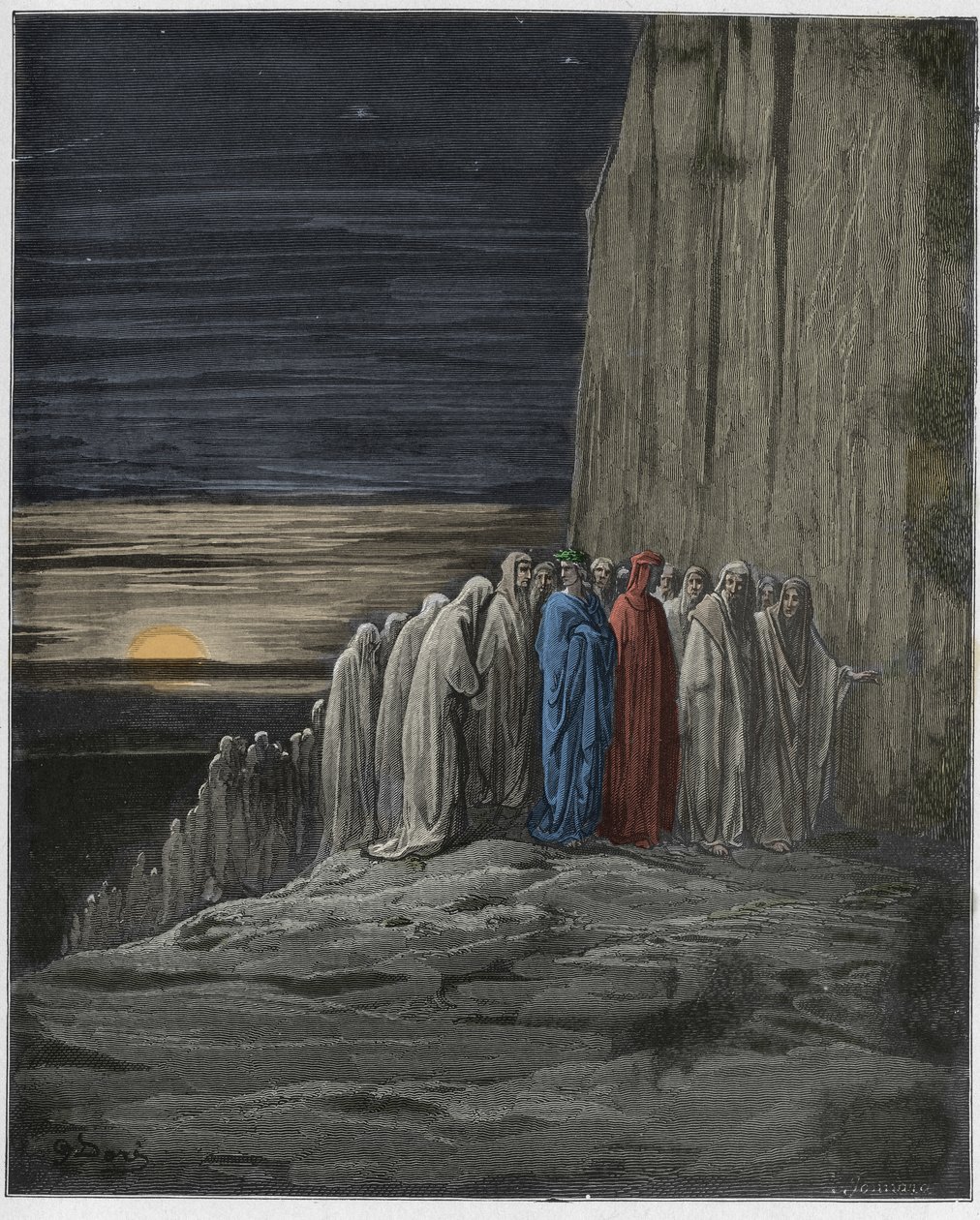Purgatorio, Canto 23: Dante njeh hijen e Forese Donatit mes grykësve, ilustrim nga Komedia Hyjnore nga Dante Alighieri, 1885 (gdhendje me ngjyra dixhitale) by Gustave after Dore