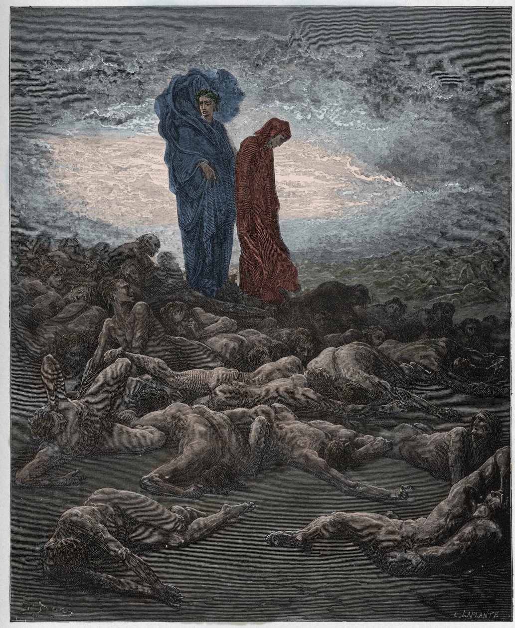 Purgatorio, Canto 25: Yedinci dairedeki ateşin içinden geçen şehvetli geçiş, Dante Alighieri