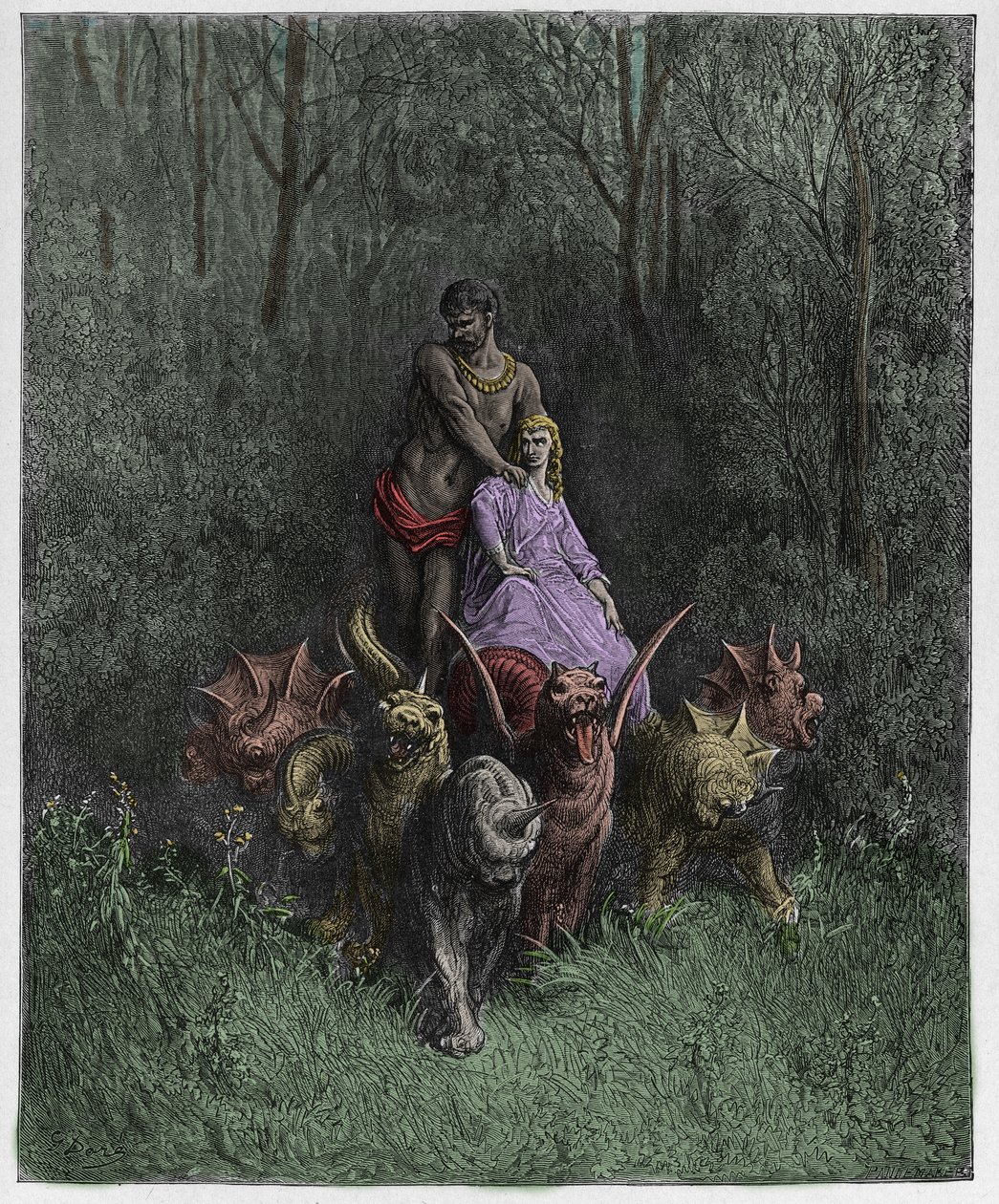 Purgatorio, Canto 25: Virgjili dhe Dante ngjiten në rrethin e shtatë përmes flakëve, ilustrim nga Komedia Hyjnore nga Dante Alighieri, 1885 (gdhendje me ngjyra dixhitale) by Gustave after Dore