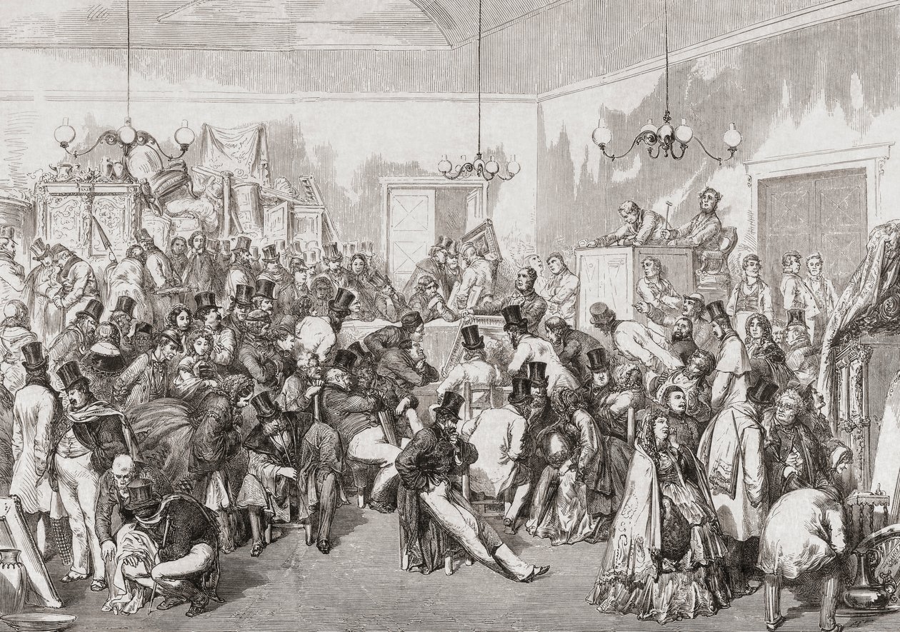 19. yüzyıl müzayede devam ediyor. by Gustave (after) Dore