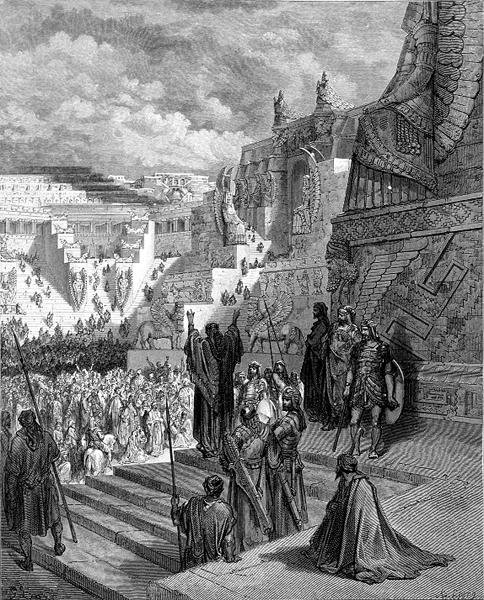 Yahudilere Özgürlük Veren Artaxerxes, Ligny tarafından oyulmuş, c.1868 (gravür) by Gustave (after) Dore
