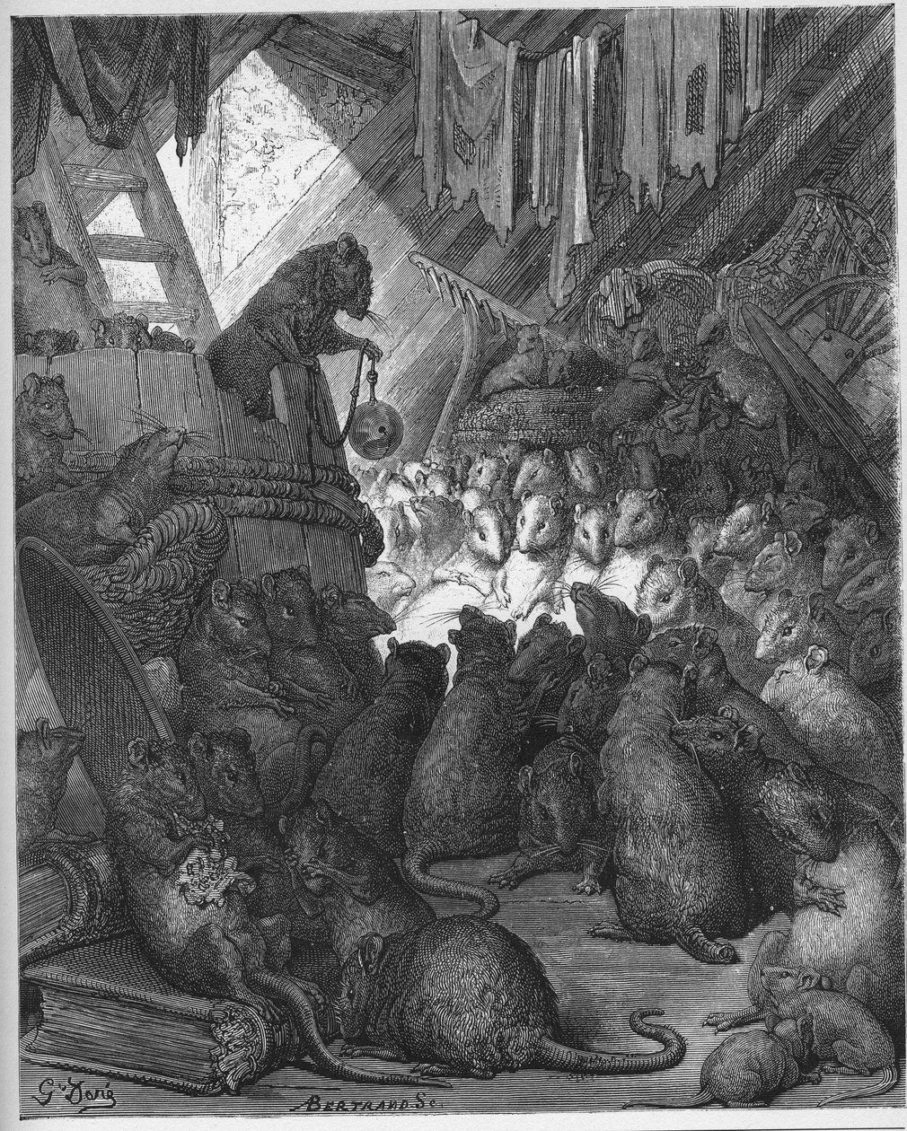 Sıçanlar tarafından düzenlenen konsey - Konseydeki Fareler - Jean de La Fontaine (Lafontaine) (1621-95) tarafından yazılan 
