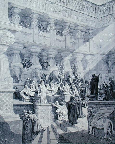 Daniel Duvardaki Yazıyı Yorumluyor, A. Ligny tarafından oyulmuş, c.1868 (gravür) by Gustave (after) Dore