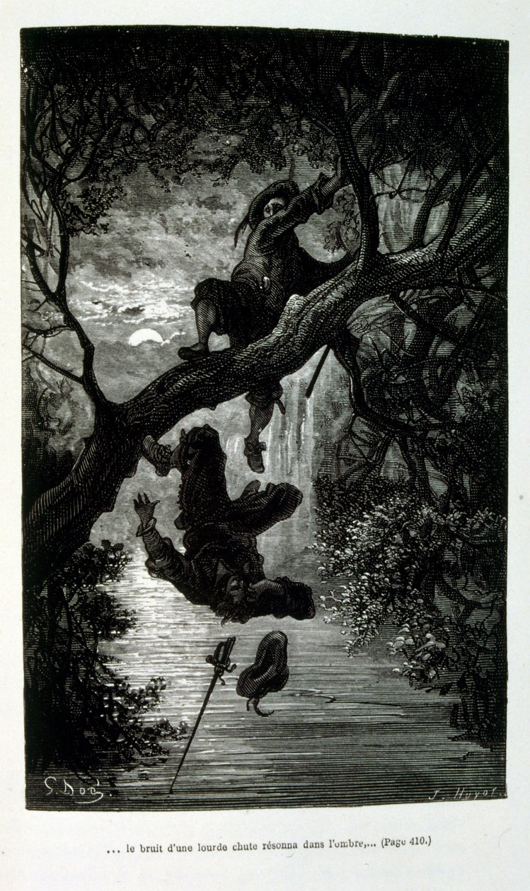 Pierre Théophile Gautier'in (1811-1872) 'Le Capitaine Fracasse' için Gustave Dore'un çizimi, Fransız, Yazar, şair, ressam, sanat eleştirmeni. Gautier, Romantizmin savunucusuydu, Gautier'nin çalışmalarını sınıflandırmak zordur ve birçok  by Gustave (after) Dore