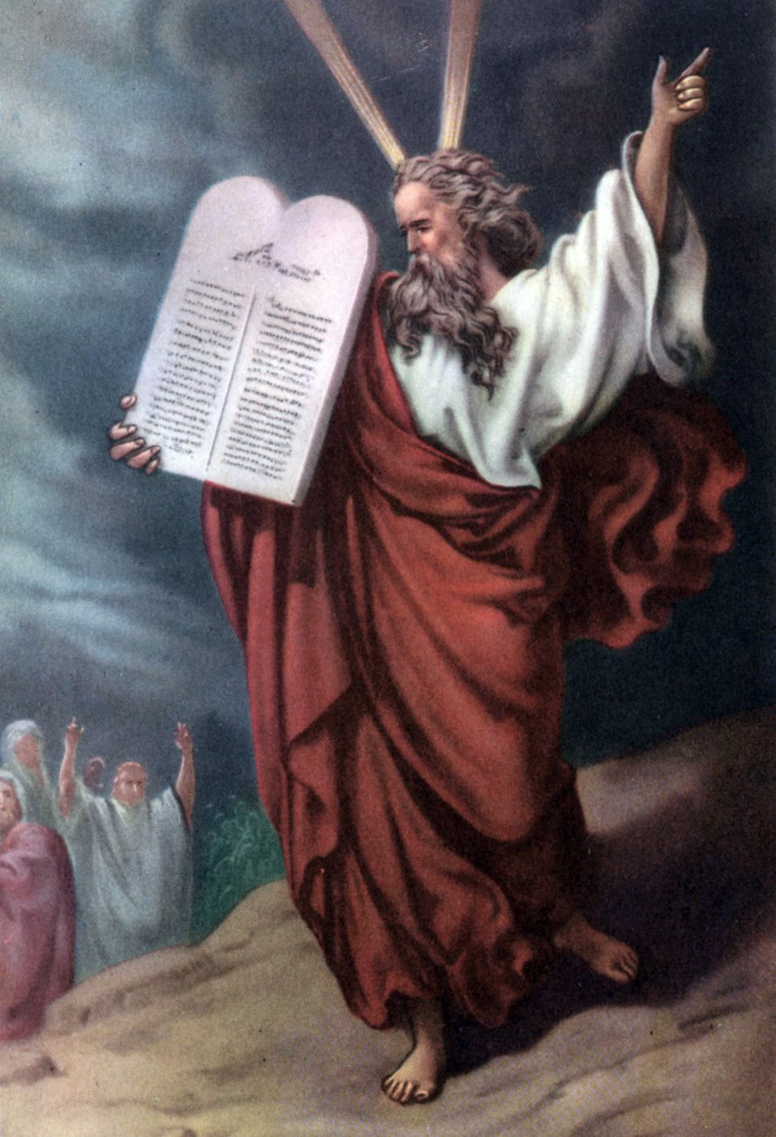 Musa ve Kanun levhaları, c; 1950'ler (kartpostal) by Gustave (after) Dore