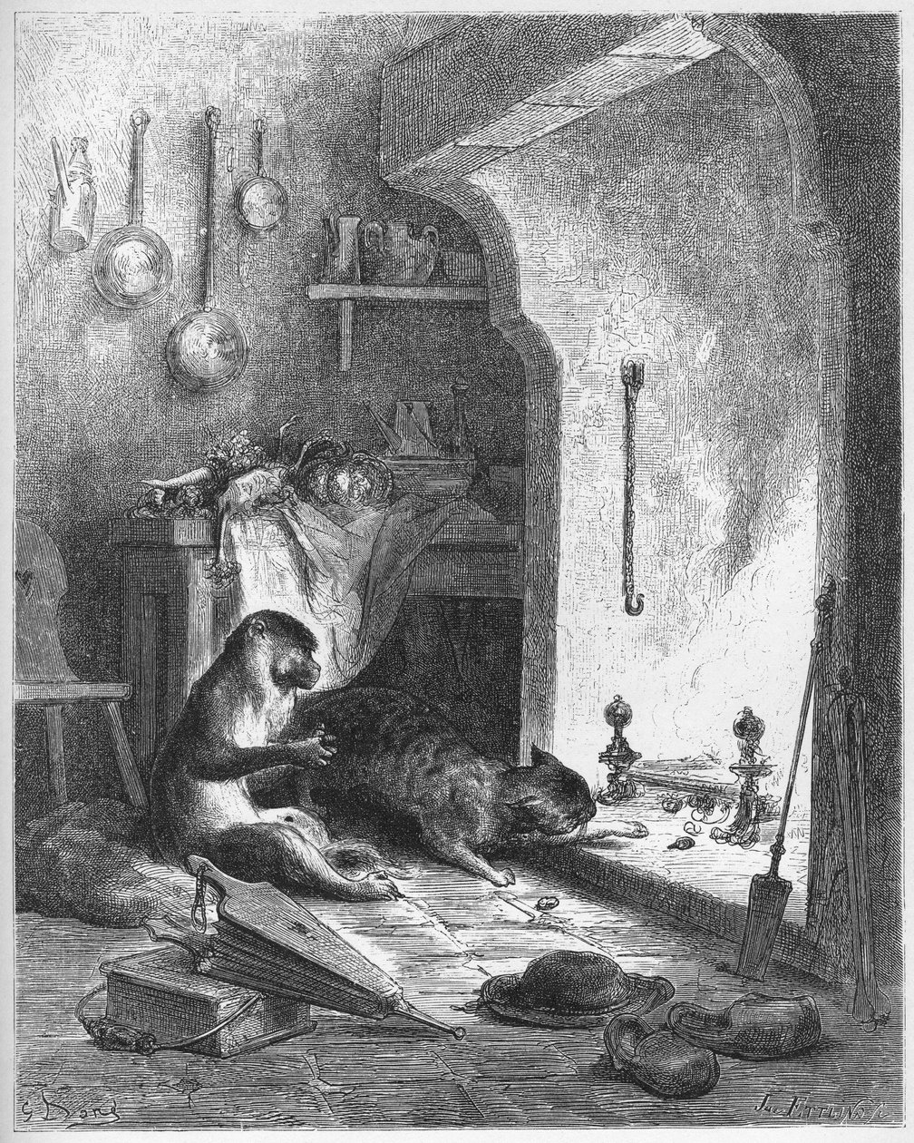 maymun ve kedi - Jean de La Fontaine