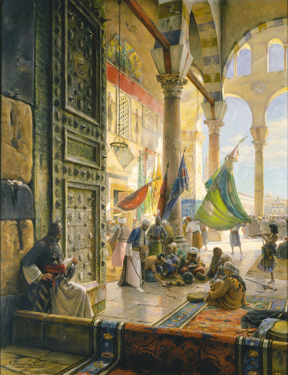Emevi camiinin ön avlusu, Şam, 1890 by Gustave Bauernfeind