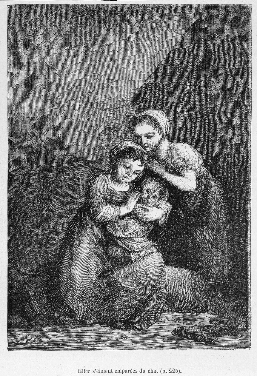 Cosette ve arkadaşı ve kedi - Victor Hugo