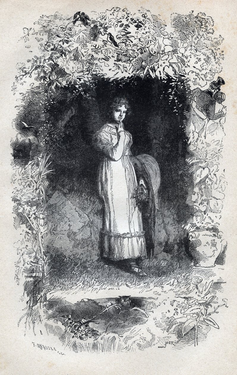 Tholomyes tarafından aşık Fantine portresi - Victor Hugo (1802-1885) 1862 tarafından "Sefiller - Birinci bölüm: Fantine" için Gustave Brion (1824-1877) tarafından illüstrasyon by Gustave Brion