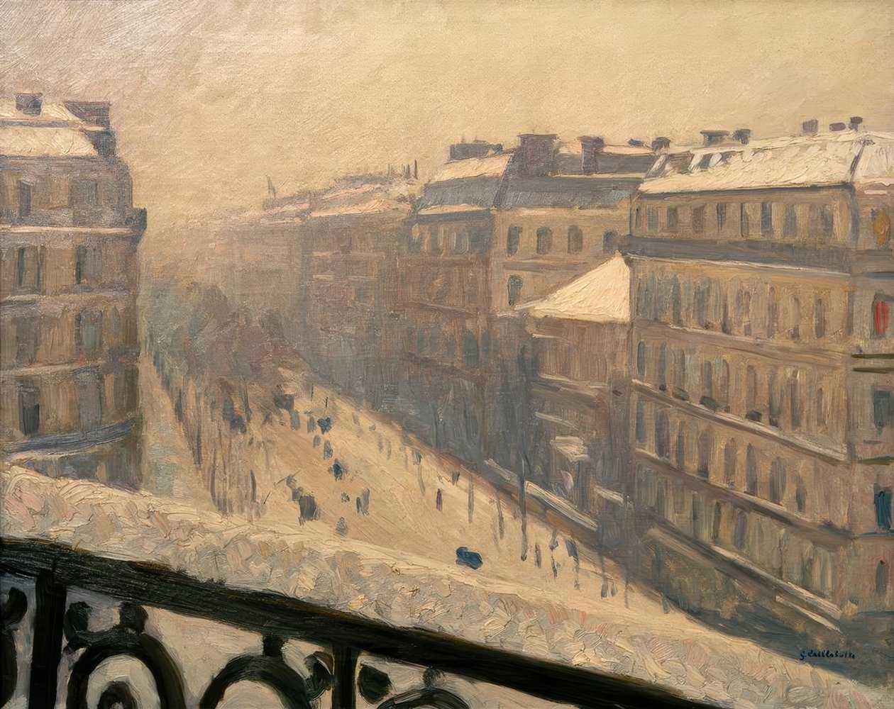 Boulevard Haussmann, kar etkisi by Gustave Caillebotte