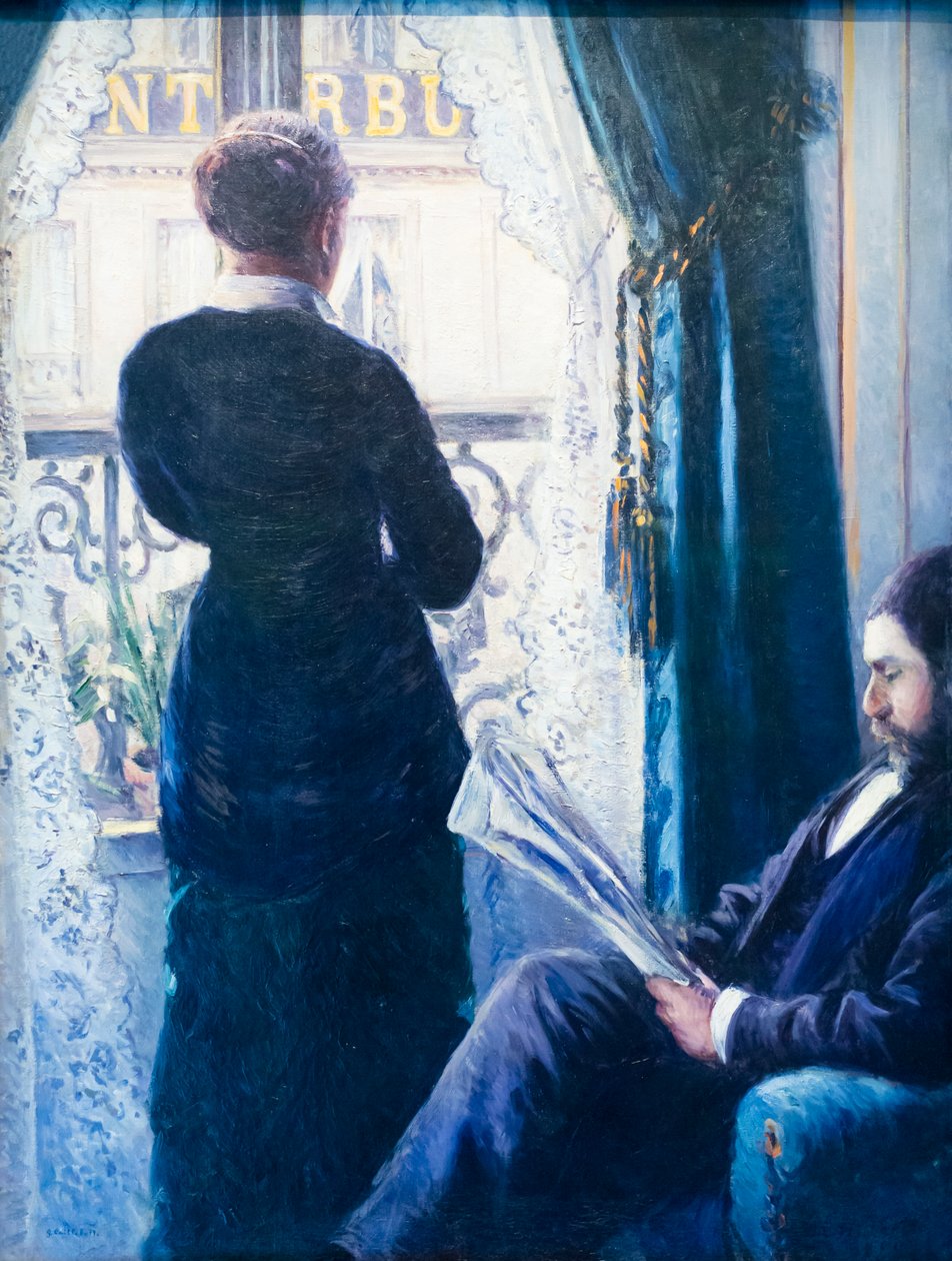 İçişleri, penceredeki kadın, c. 1880 (tuval üzerine yağlı boya) by Gustave Caillebotte