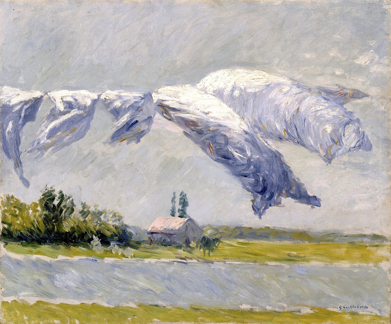 Çamaşır Kurutma, Petit Gennevilliers - Gustave Caillebotte (1848-1894). Tuval üzerine yağlıboya by Gustave Caillebotte