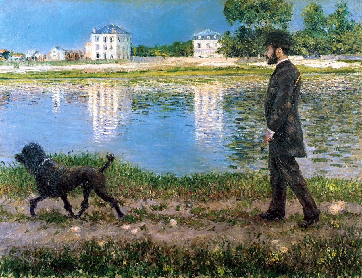 Richard Gallo ve Köpeği, Petit Gennevilliers, c1883-1884. by Gustave Caillebotte