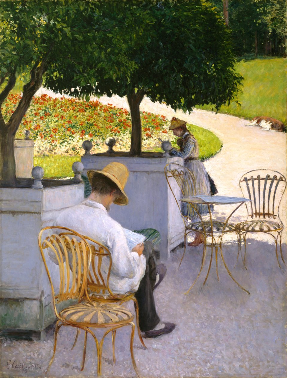 Portakal Ağaçları veya Sanatçının Bahçesindeki Kardeşi by Gustave Caillebotte