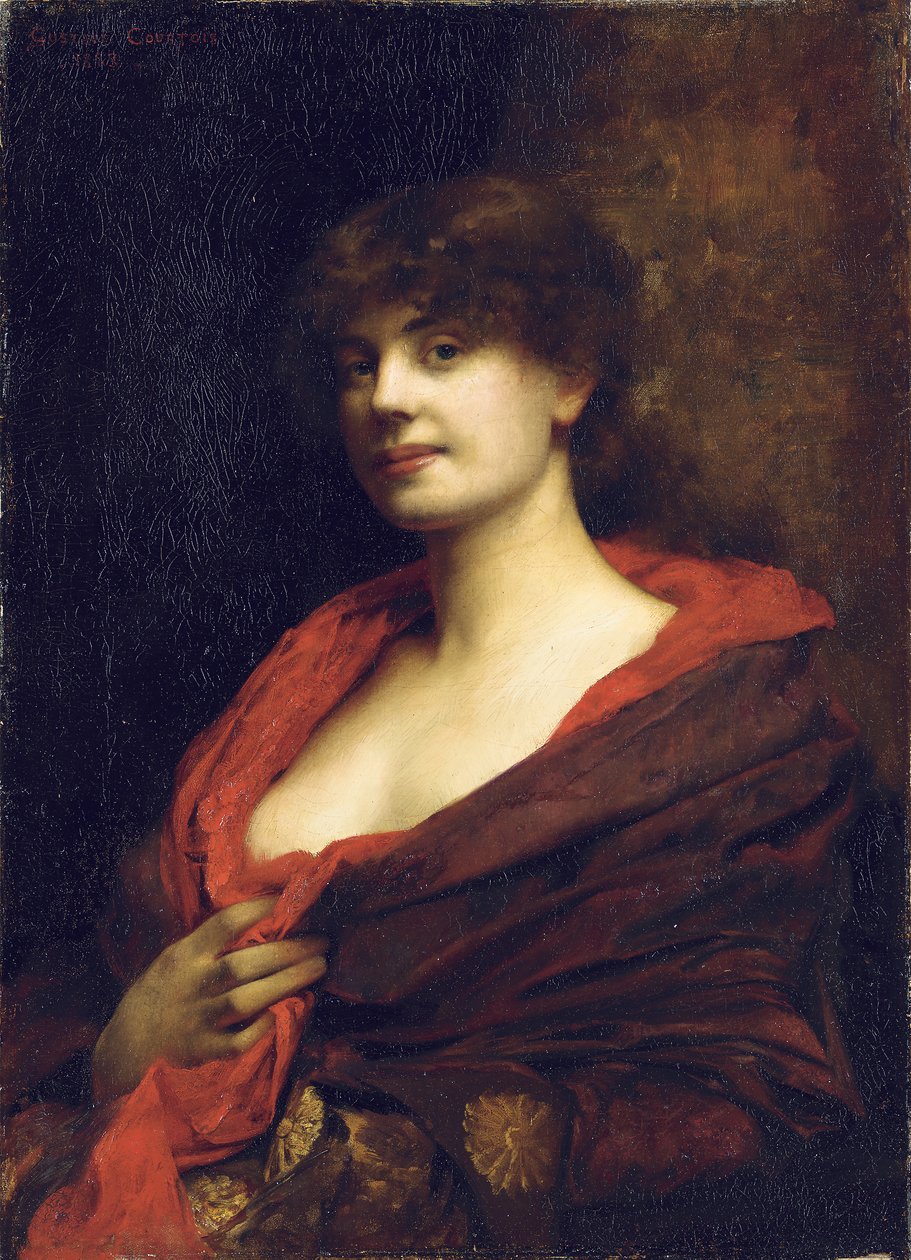 Kırmızı Şallı Zarif Bir Hanım, 1883 by Gustave Claude Etienne Courtois