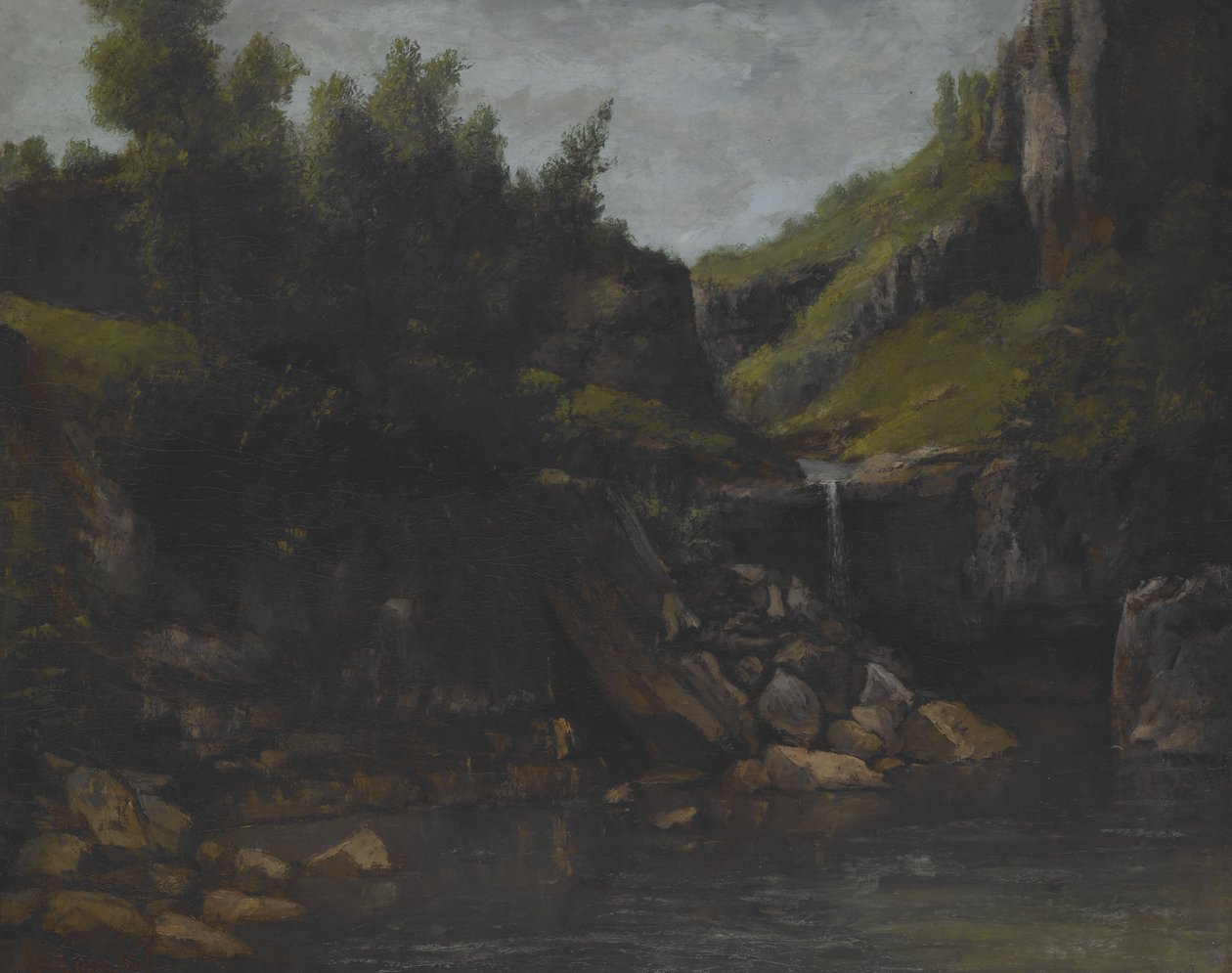 Kayalık Manzarada Çağlayan, 1872-4 dolayları (tuval üzerine yağlıboya) by Gustave Courbet