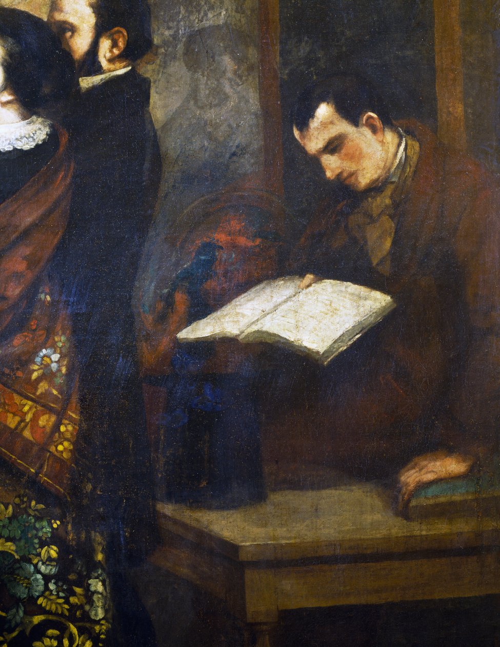 Charles Baudelaire, ressamın stüdyosundan detay by Gustave Courbet