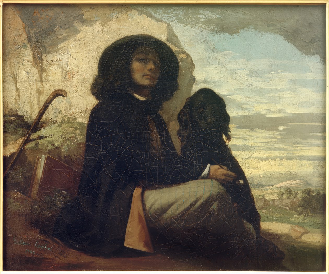 siyah köpek ile Courbet by Gustave Courbet