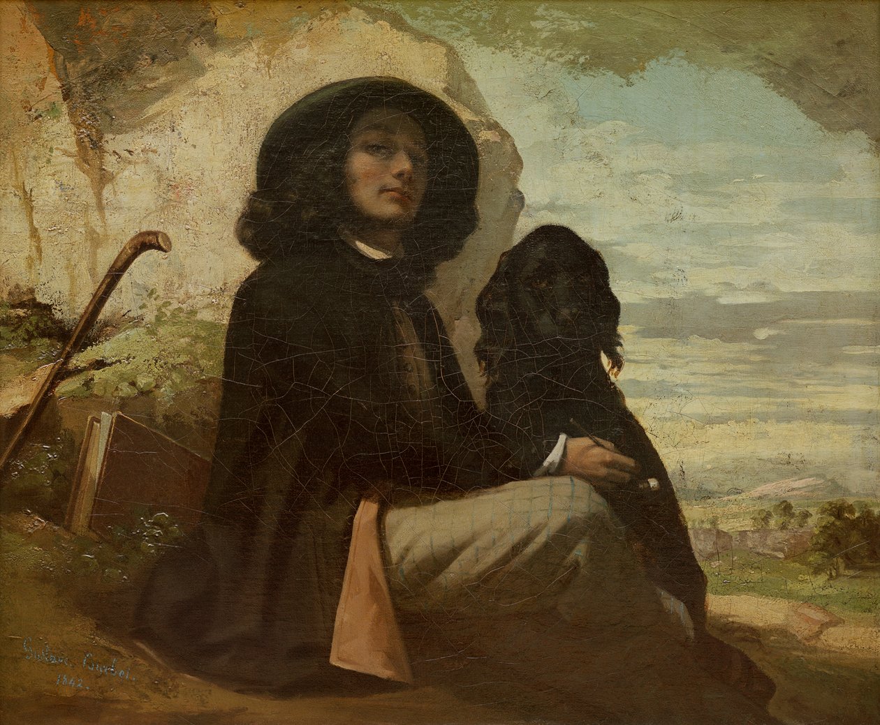 Courbet, Kara Köpeğiyle by Gustave Courbet
