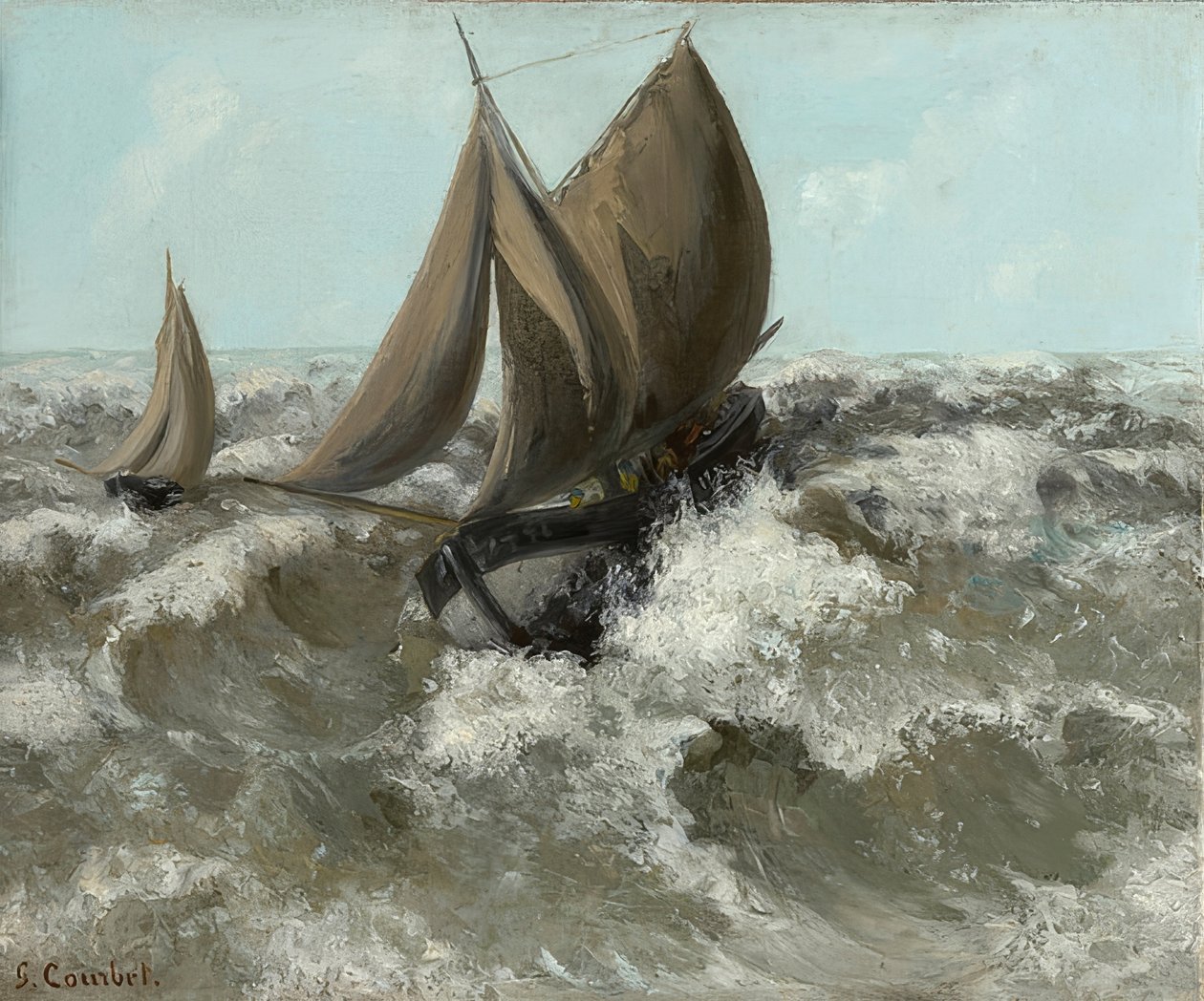 Yelkenli tekne (deniz manzarası). 1869 civarında by Gustave Courbet