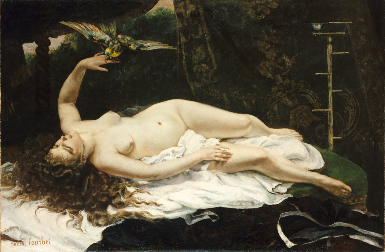 Fransızca:  La Femme au perroquet Papağanlı Kadın by Gustave Courbet