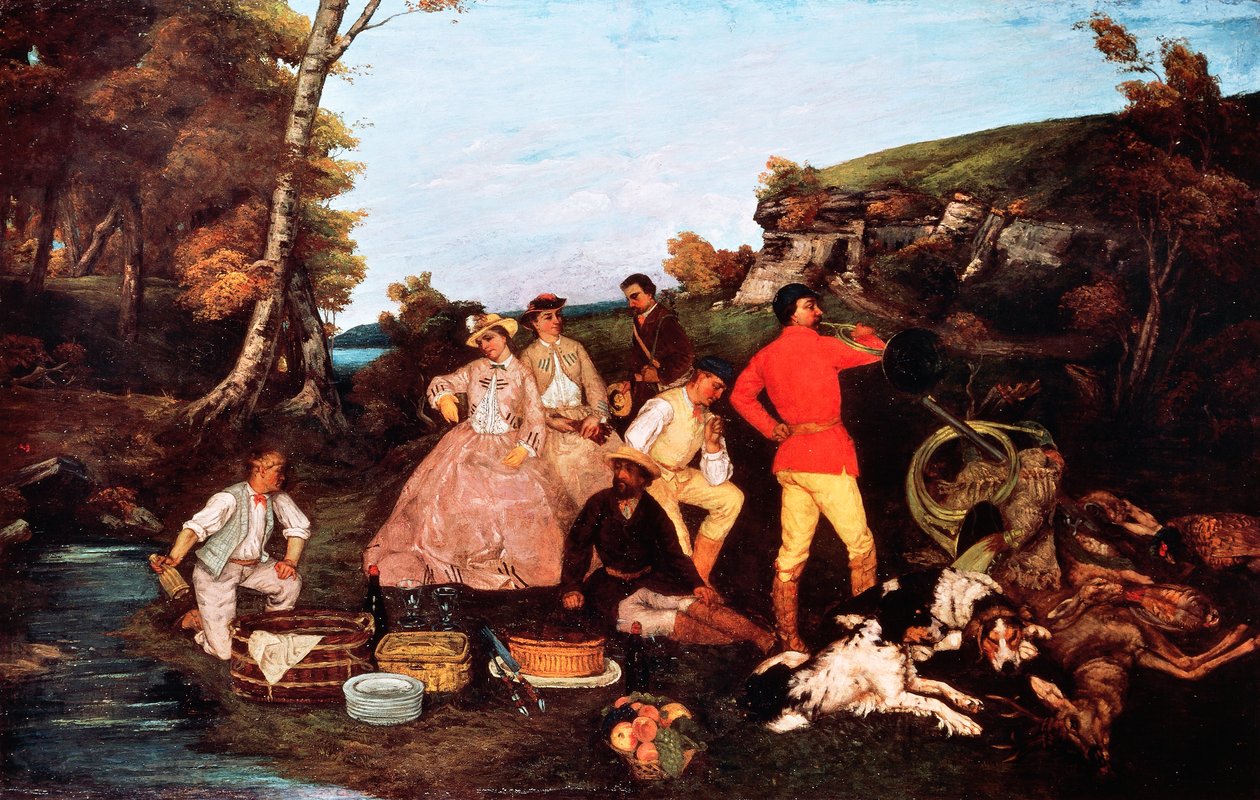 Hallali (Av Yemeği veya Geyik Hallali) by Gustave Courbet