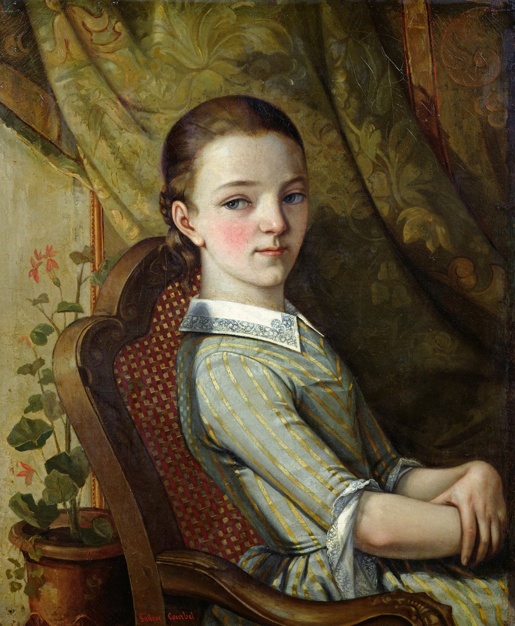 Juliette Courbet (1831-1915) 1844 (tuval üzerine yağlı boya) by Gustave Courbet
