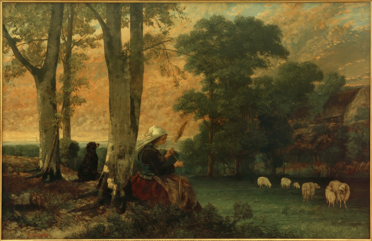 Çoban (Breton Spinner) by Gustave Courbet