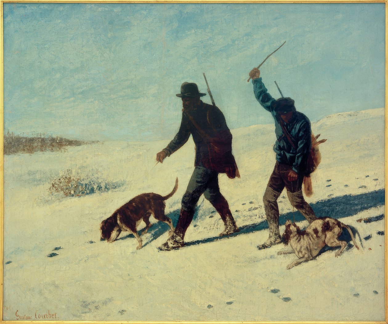 Karda kaçak avcılar by Gustave Courbet