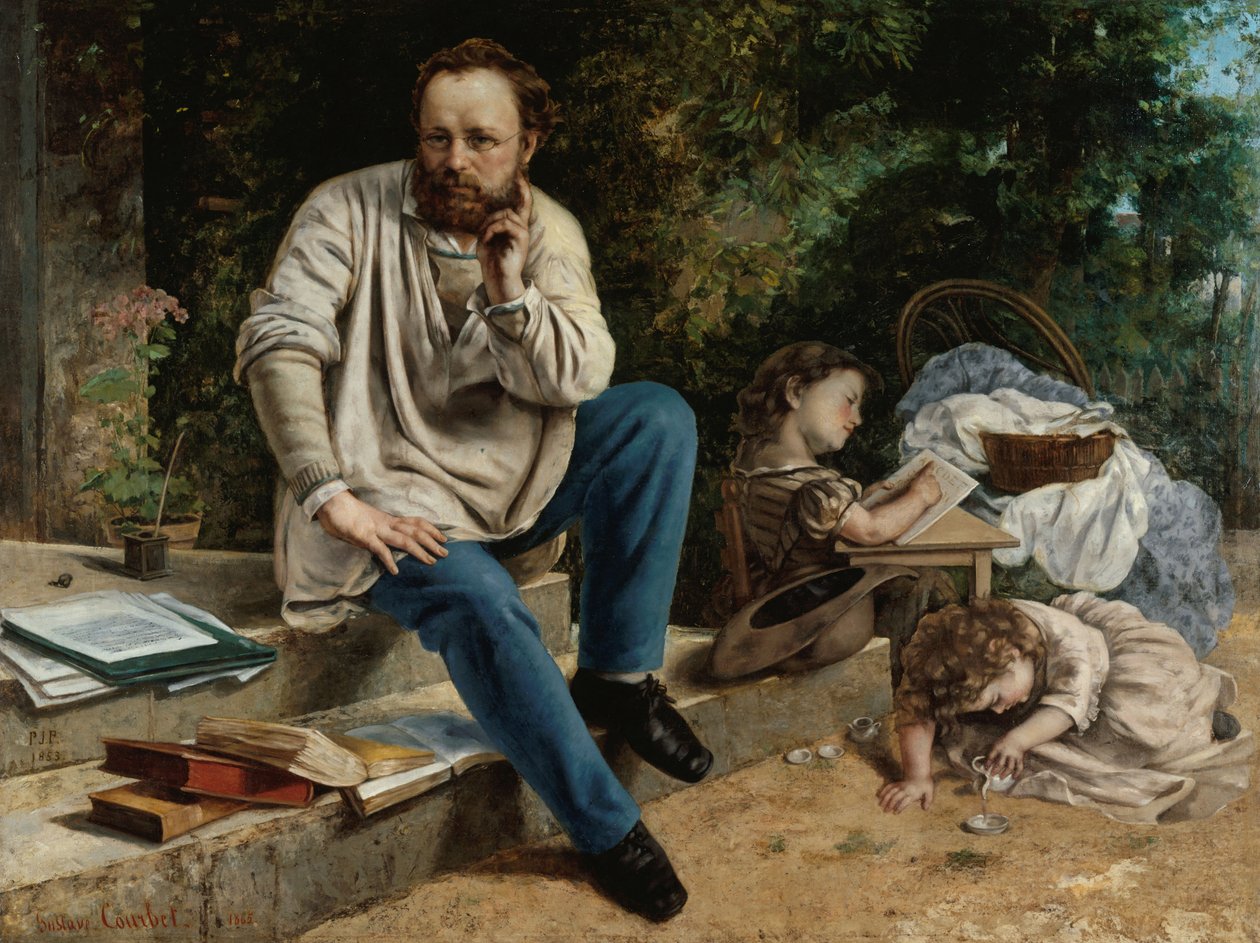 Pierre-Joseph Proudhon 1809-1865 ve çocukları, 1865. by Gustave Courbet
