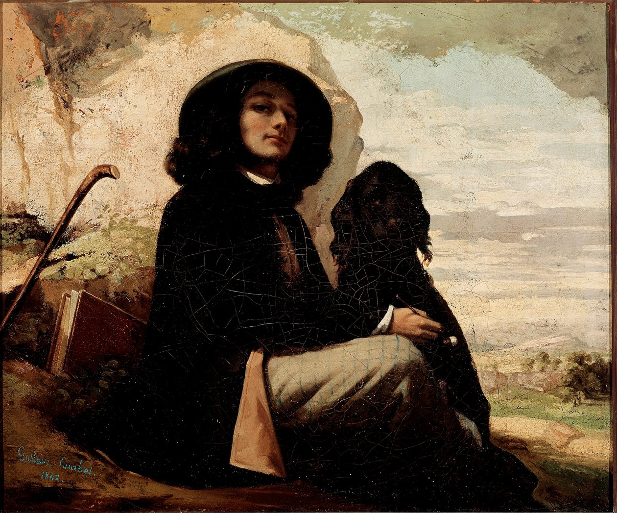 Kara Köpekli Otoportre, Gustave Courbet (1819-1877) 1842 by Gustave Courbet