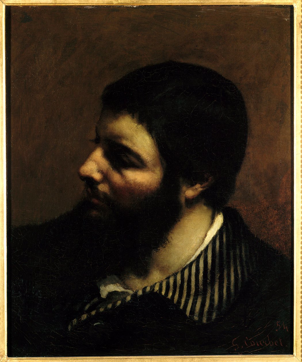 Çizgili Yakalı Otoportre Gustave Courbet (1819-1877) 19. yüzyıl Montpellier, Musee Fabre. by Gustave Courbet