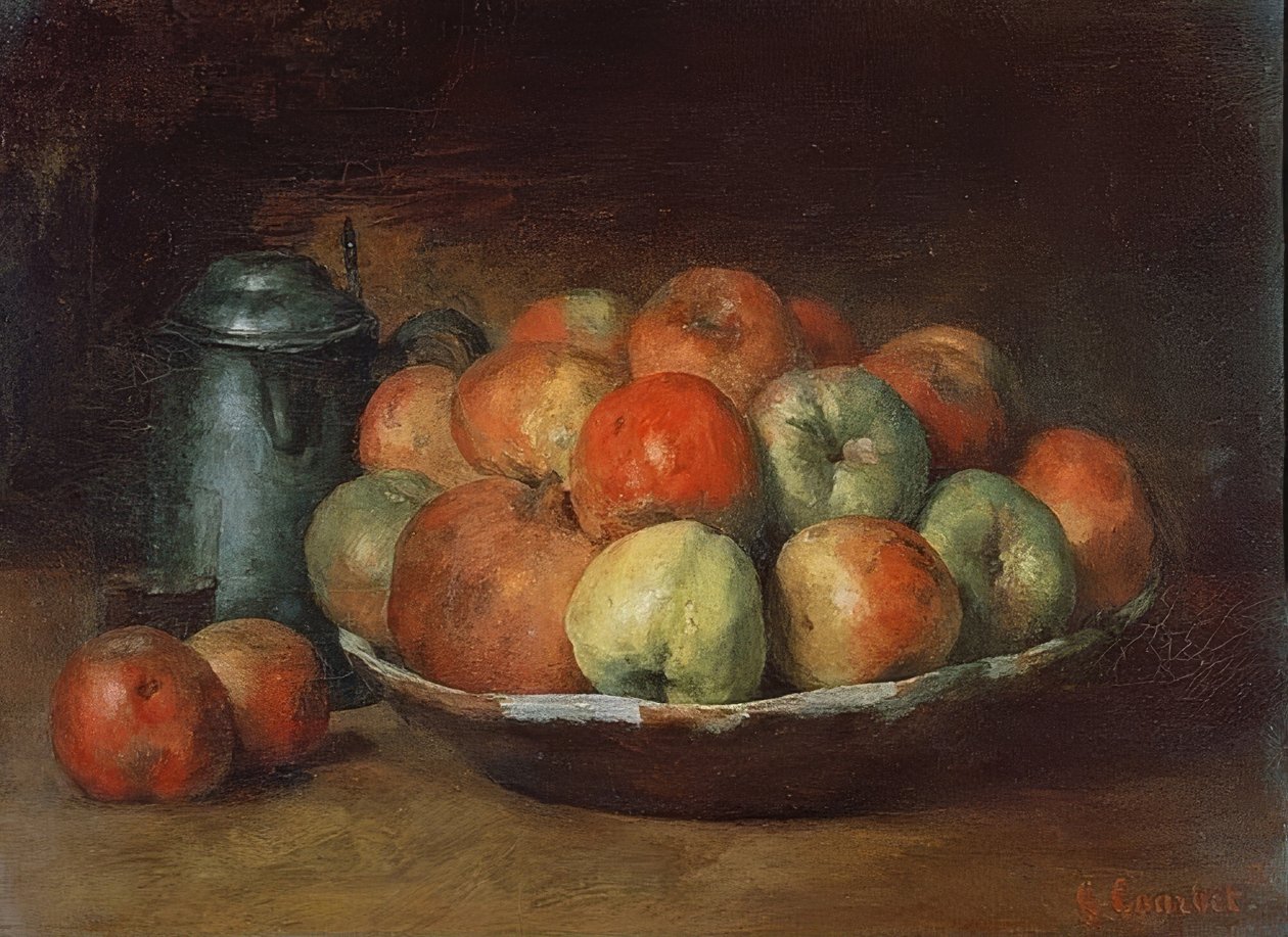 Elma ve nar ile natürmort. 1871-72 by Gustave Courbet