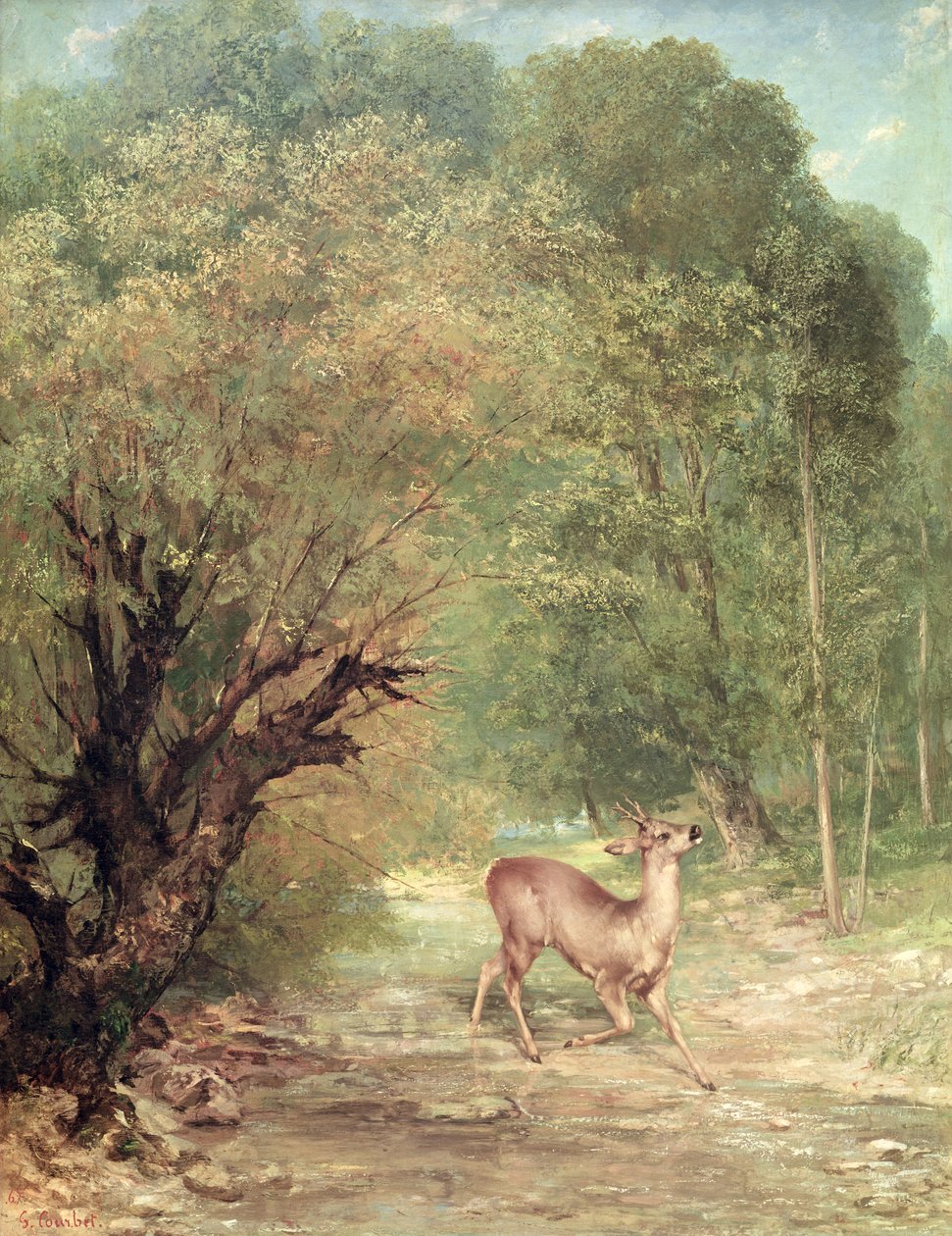 Avlanan Karaca alarmda, Bahar, 1867 by Gustave Courbet