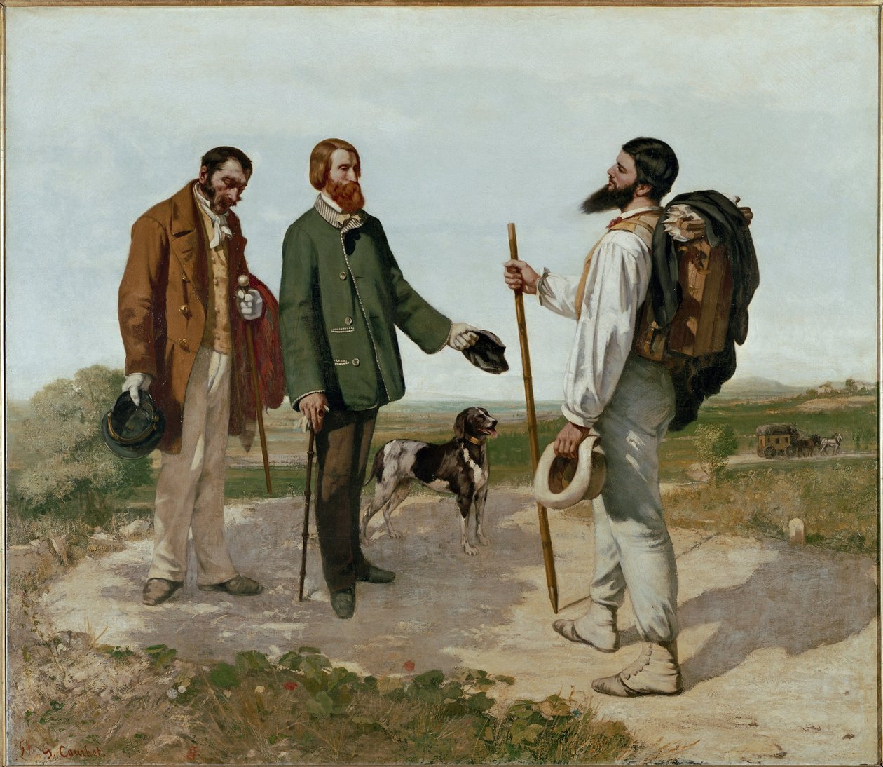 Toplantı ya da Günaydın mösyö Courbet (tuval üzerine yağlı boya by Gustave Courbet