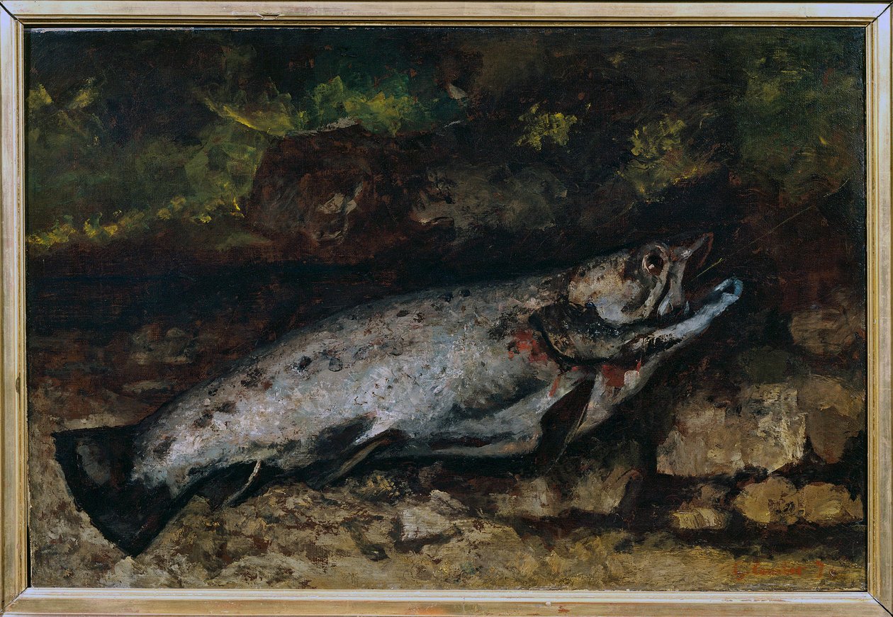 Alabalık natürmort balık. Gustave Courbet