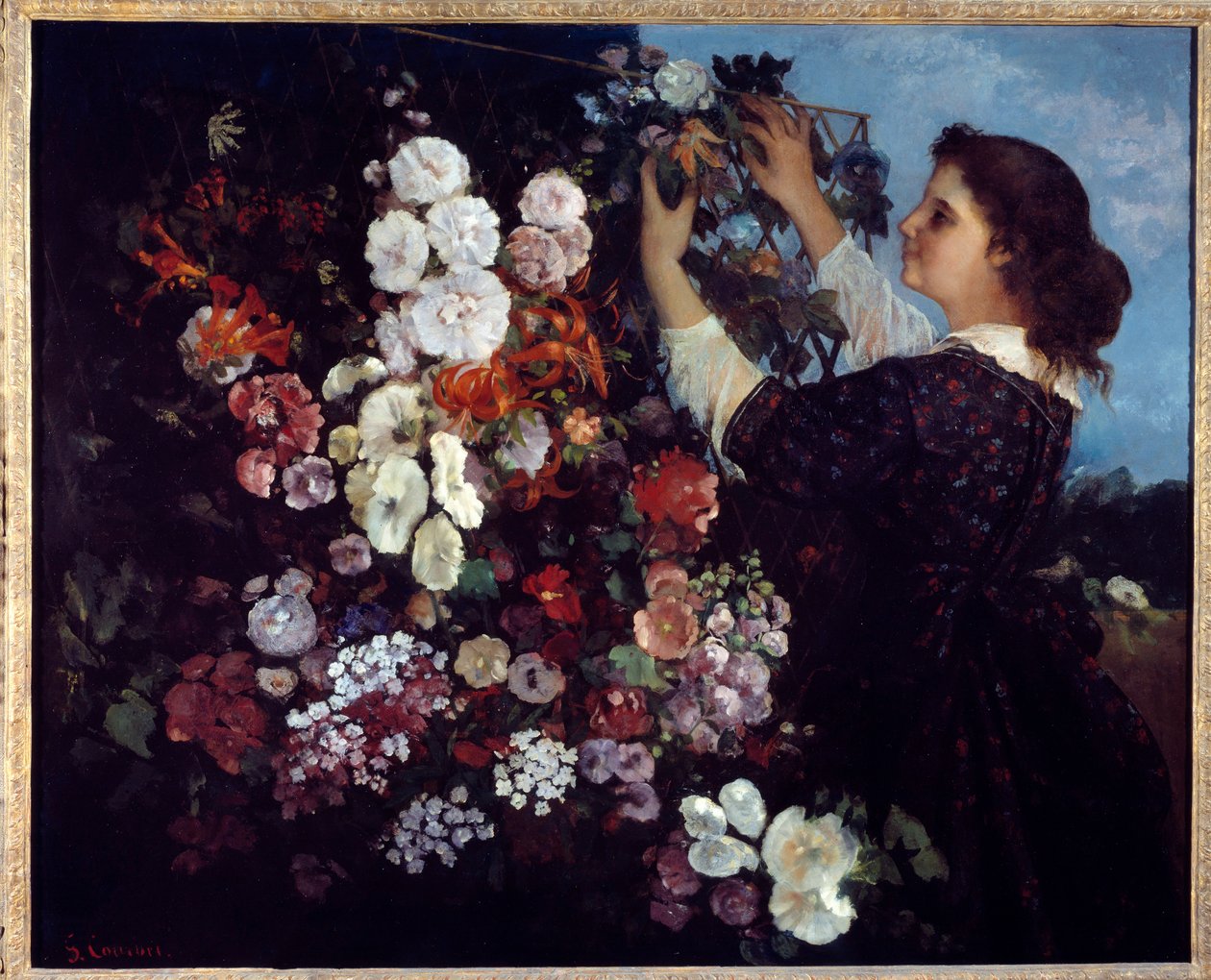 Çiçekli ya da kafesli kadın. Gustave Courbet