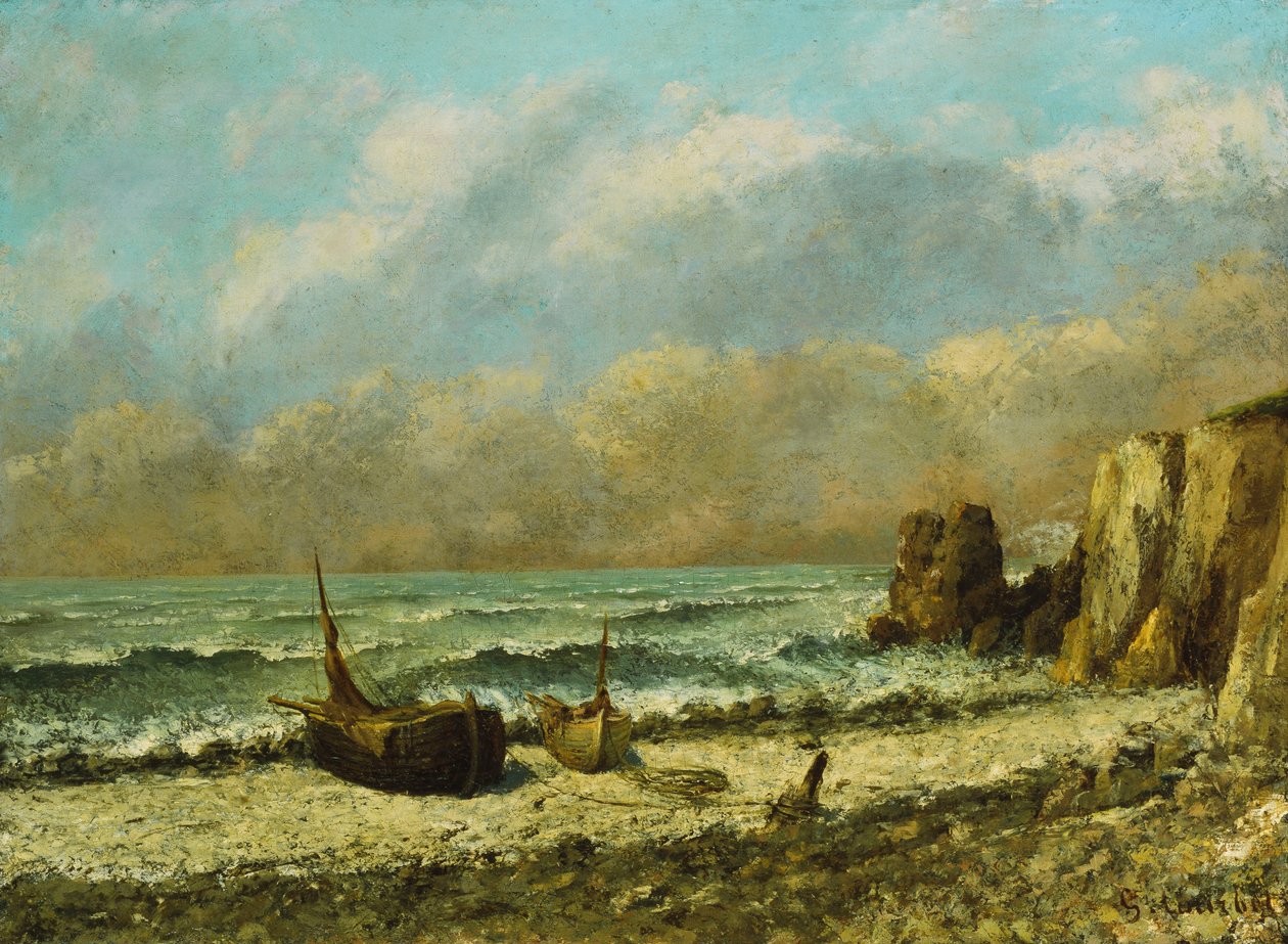 Sahilde İki Tekne, by Gustave Courbet
